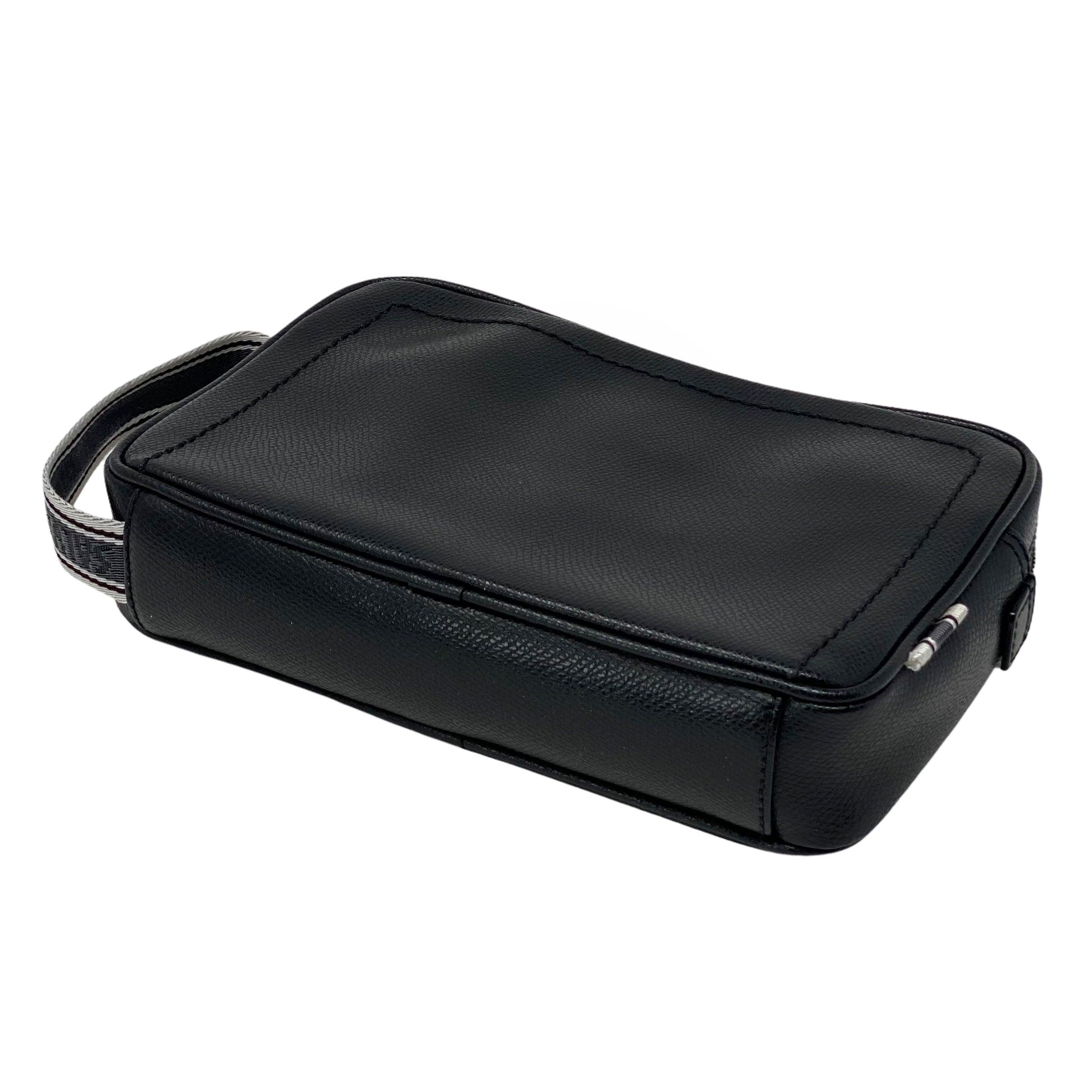 Ferragamo Black Leather Toiletry Pouch for Men & Women | Travel Cosmetic Bag | Luxury Organizer for Toiletries & Makeup | Perfect for Vacation, Gym & Business Trips