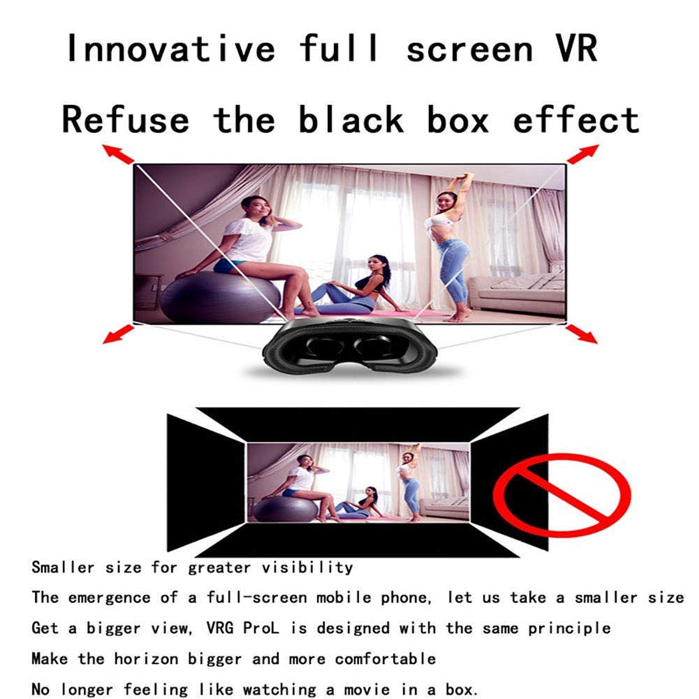 WYAFEIER VRG Pro Virtual Reality Glasses - Full Screen 120° Wide Angle VR Headset for 5-7 Inch Smartphones | Immersive Gaming, 3D Movies & Virtual Travel Experience