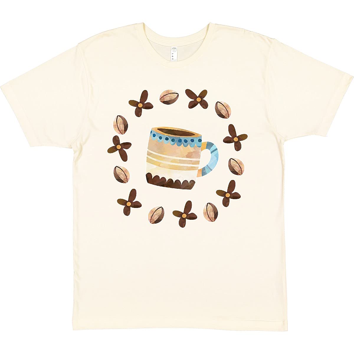 Inktastic Coffee Lover T-Shirt - Floral Circle Design with Coffee Beans & Mug - Perfect for Baristas, Cafes & Coffee Enthusiasts