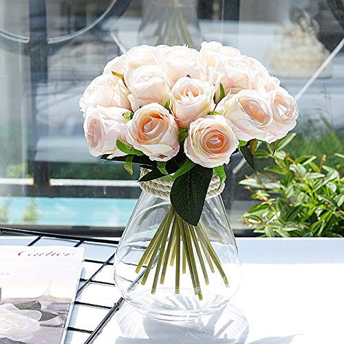 18pcs Artificial Silk Rose Flowers - Dark Red Fake Roses for Wedding Bouquets, Home Party Decor, Christmas Centerpieces - Perfect for Table Arrangements, Bridal Showers & Holiday Decorations
