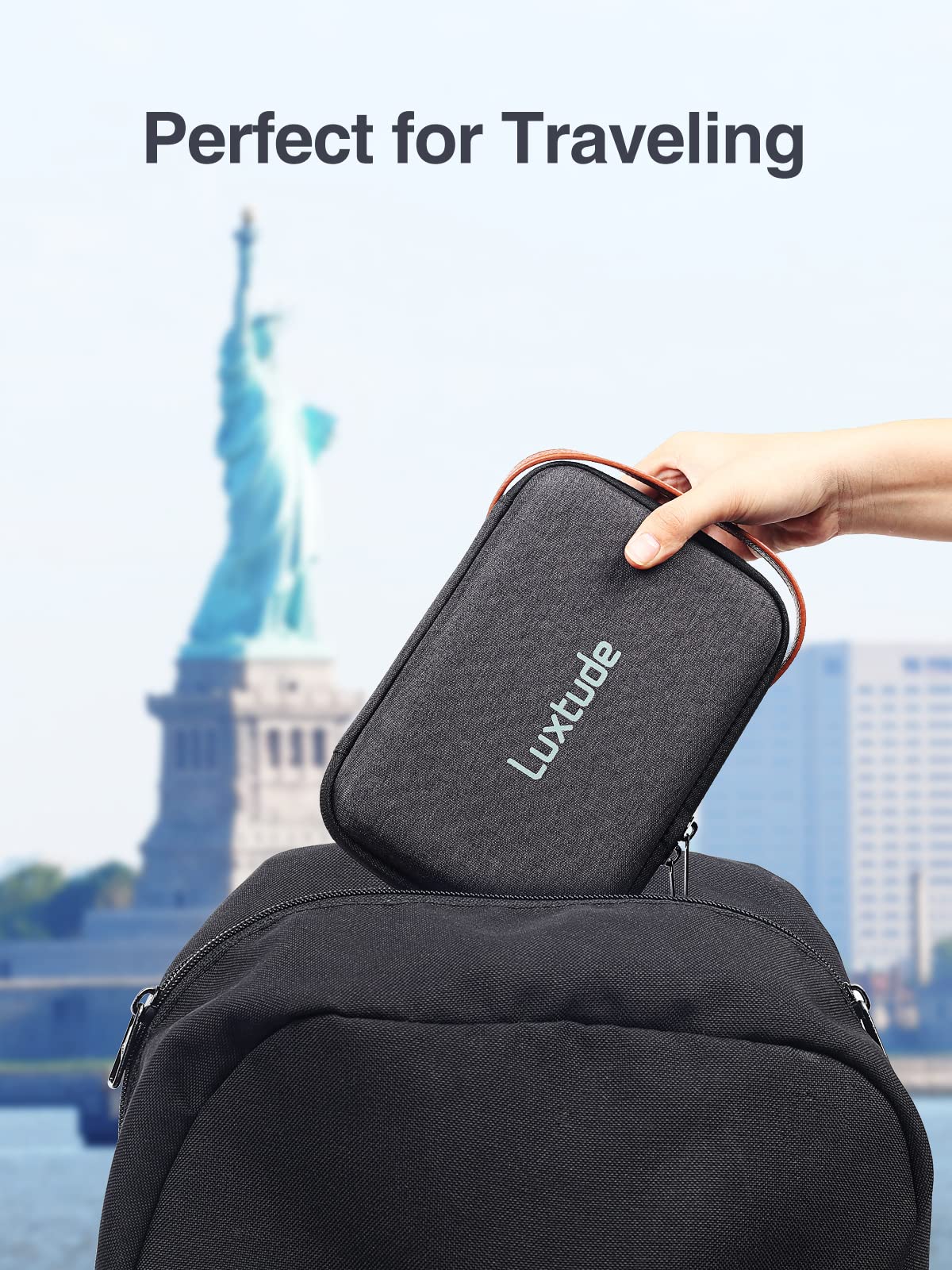 Luxtude Electronics Organizer Travel Case - Hard Shell Charger & Cable Organizer Bag for Tech Accessories, Mouse, Cards, Pens - Perfect Travel Essential & Tech Gift for Business Trips, Vacations, Daily Commute