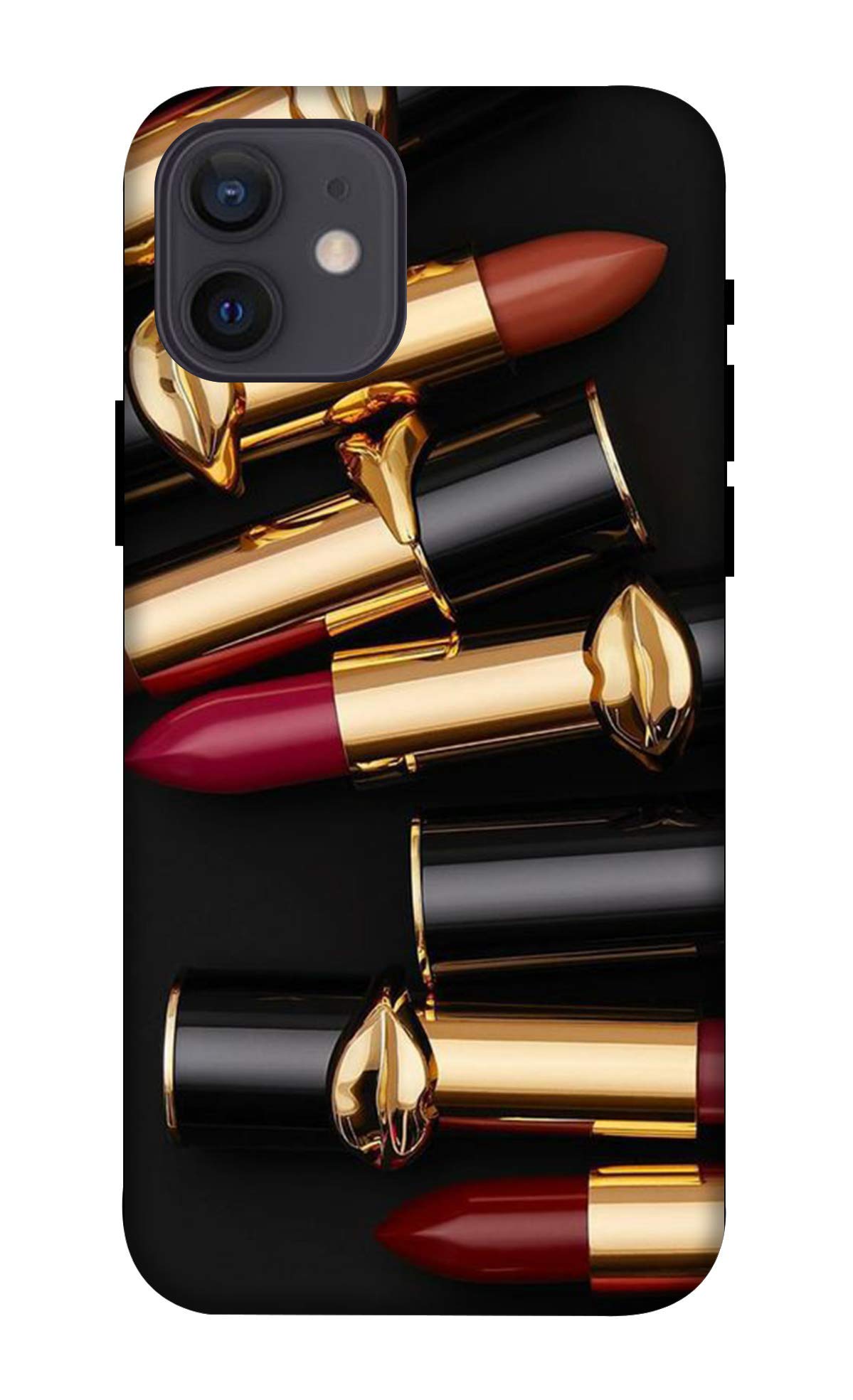LETAPS® Printed iPhone 12 Hard Case - Stylish Lipstick & Makeup Design, Girly Aesthetic | Perfect for Fashion Lovers & Makeup Enthusiasts, Great Gift for Girls & Teens