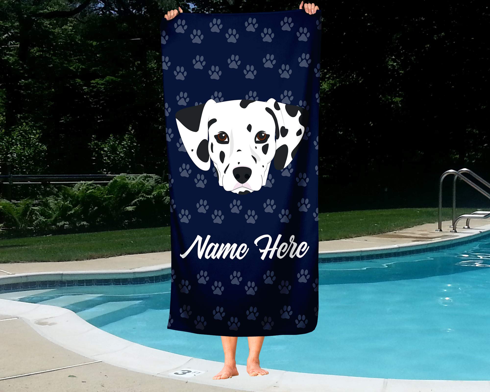 Custom Personalized Dalmatian Face Beach & Bath Towels - Large & Medium Sizes for Adults & Kids - Soft Absorbent Travel, Pool, Gym & Home Use Towels