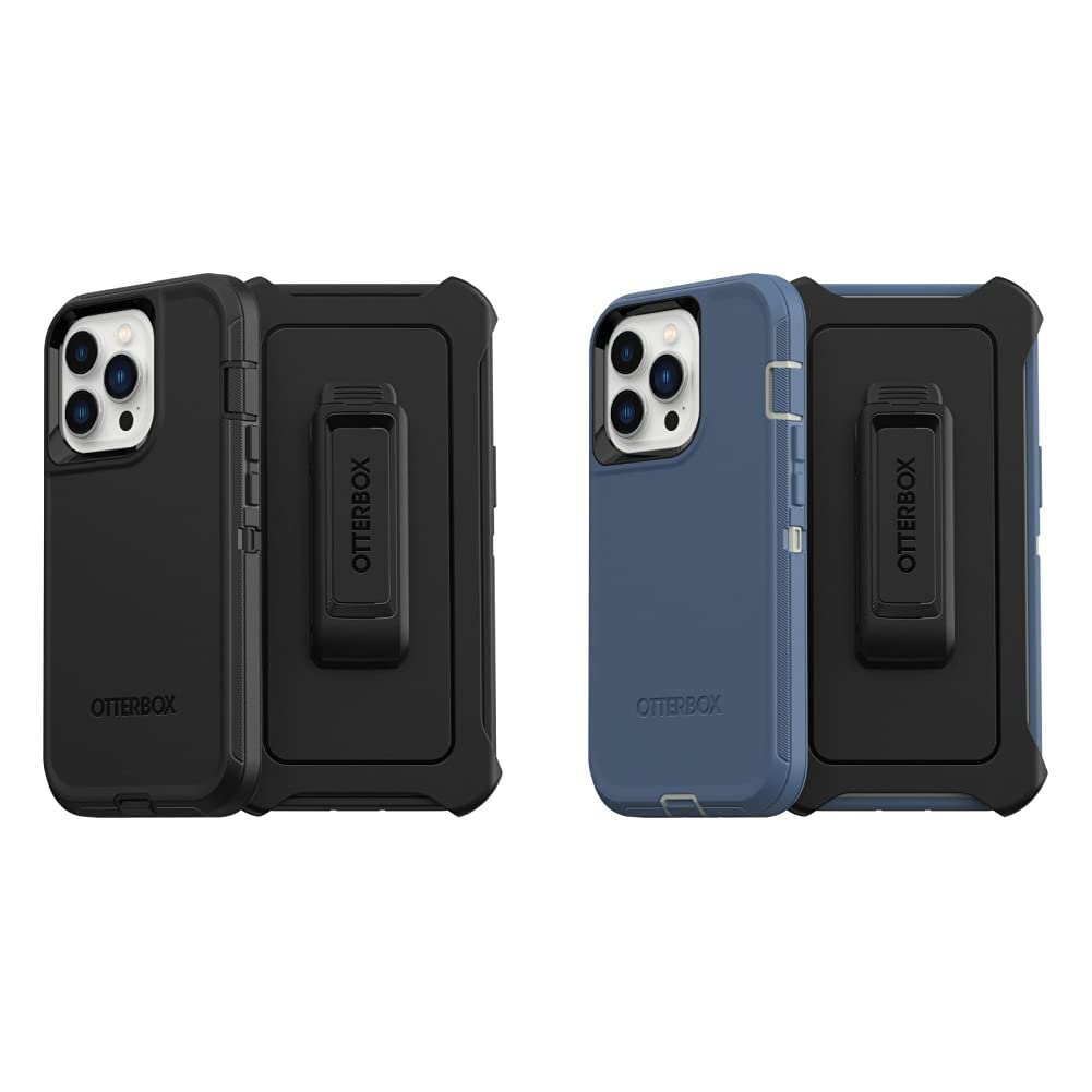 OTTERBOX Defender Series SCREENLESS Edition Case for iPhone 13 Pro (ONLY) - Black & Fort Blue | Heavy Duty Protection | Shockproof & Drop Proof | Perfect for Outdoor, Work & Travel