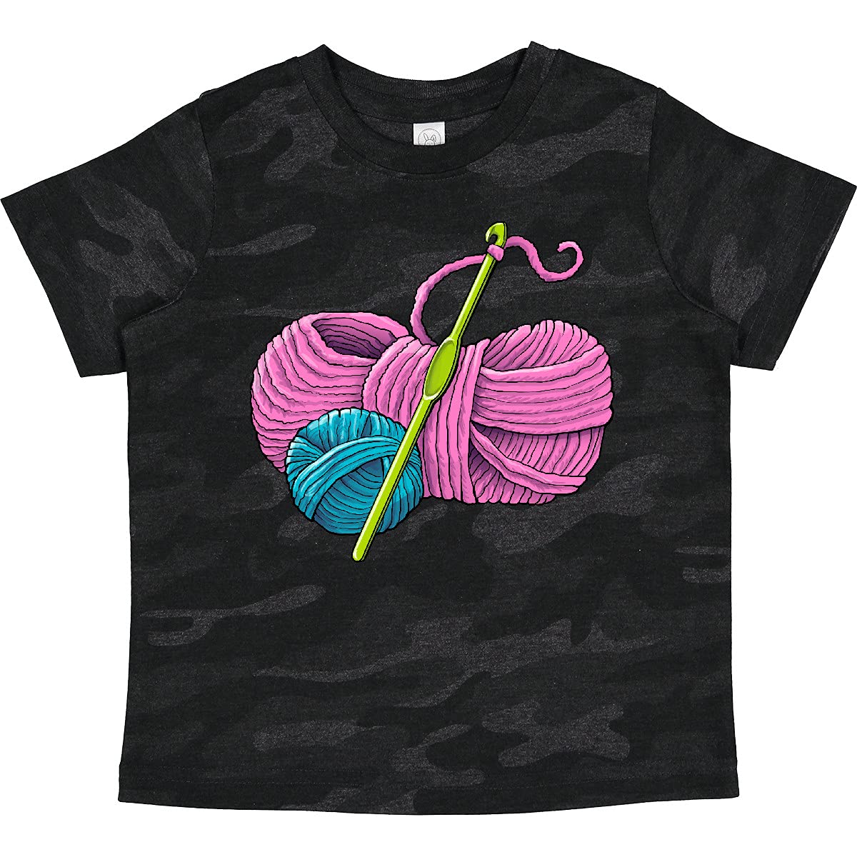 Inktastic Blue and Pink Yarn with Crochet Hook Toddler T-Shirt - Soft Cotton Kids Tee for Craft Lovers & DIY Enthusiasts - Perfect for Playdates, Arts & Crafts Activities, and Casual Outfits