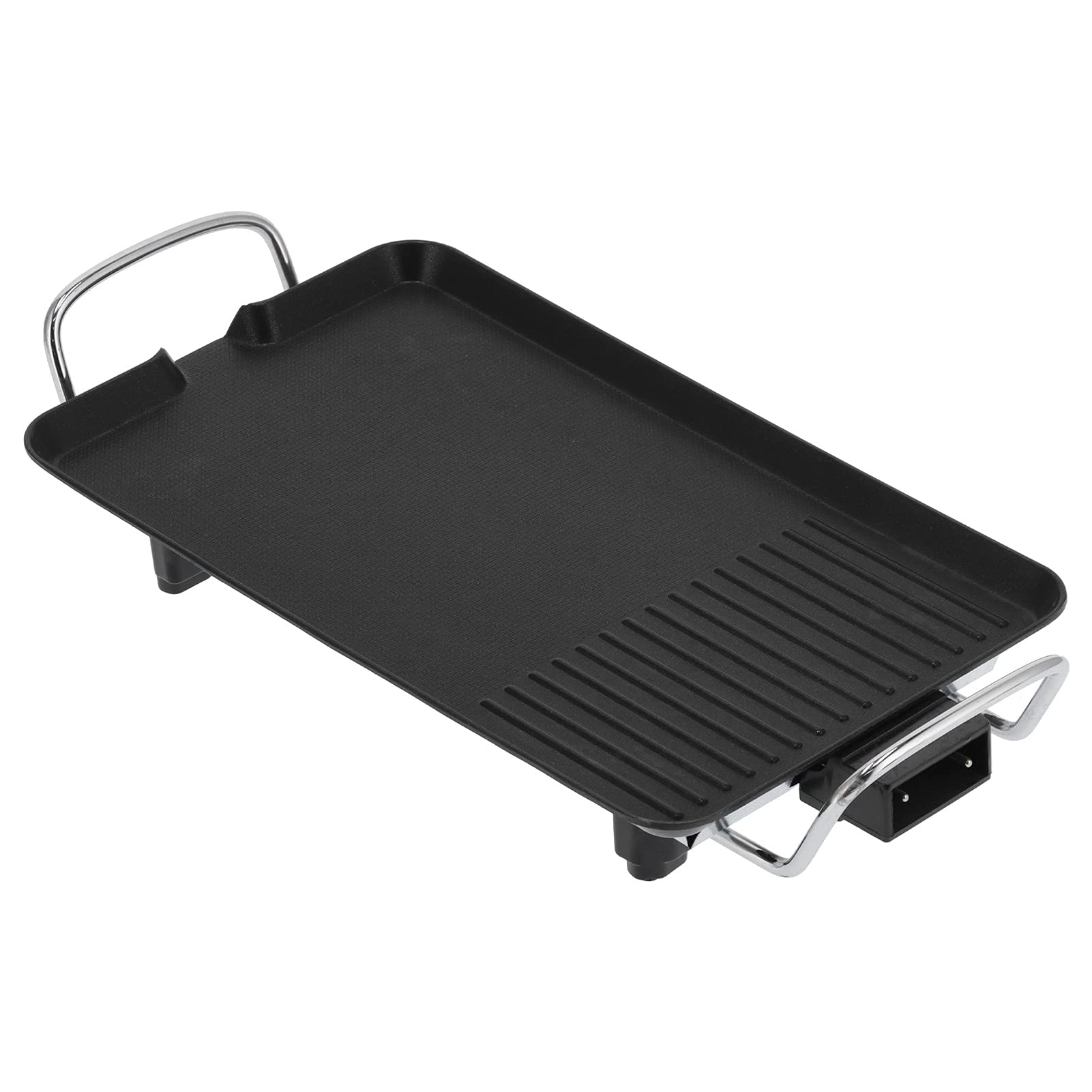 ROMACK 1400W Smokeless Indoor Electric Grill - Portable BBQ Grill with Nonstick Grill Plate for Home & Kitchen - Perfect for Apartments, Camping, and Healthy Cooking (Black)