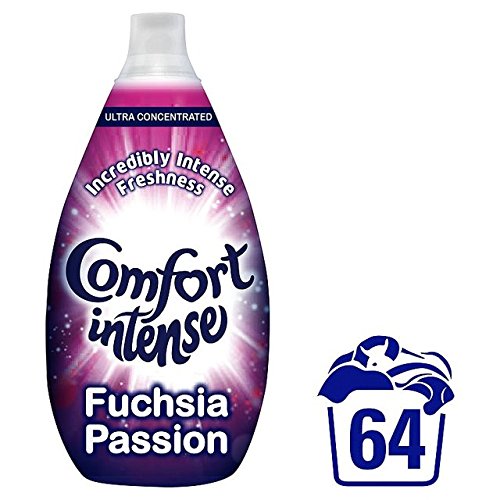 Comfort Intense Fuchsia Passion Fabric Conditioner - 64 Washes, 960ml | Long-Lasting Floral Scent & Softness for Clothes | Perfect for Laundry, Bedding & Delicate Fabrics