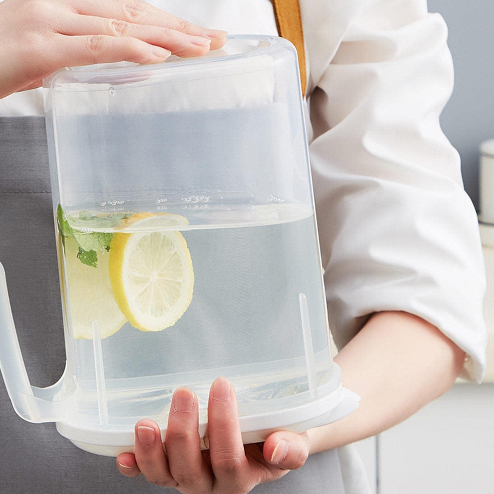2-Pack 1800ml Plastic Pitcher with Lid - BPA-Free Juice & Beverage Container for Fridge - Perfect for Lemonade, Iced Tea, Mixing Drinks - Dishwasher Safe - Great for Parties, BBQs & Family Gatherings