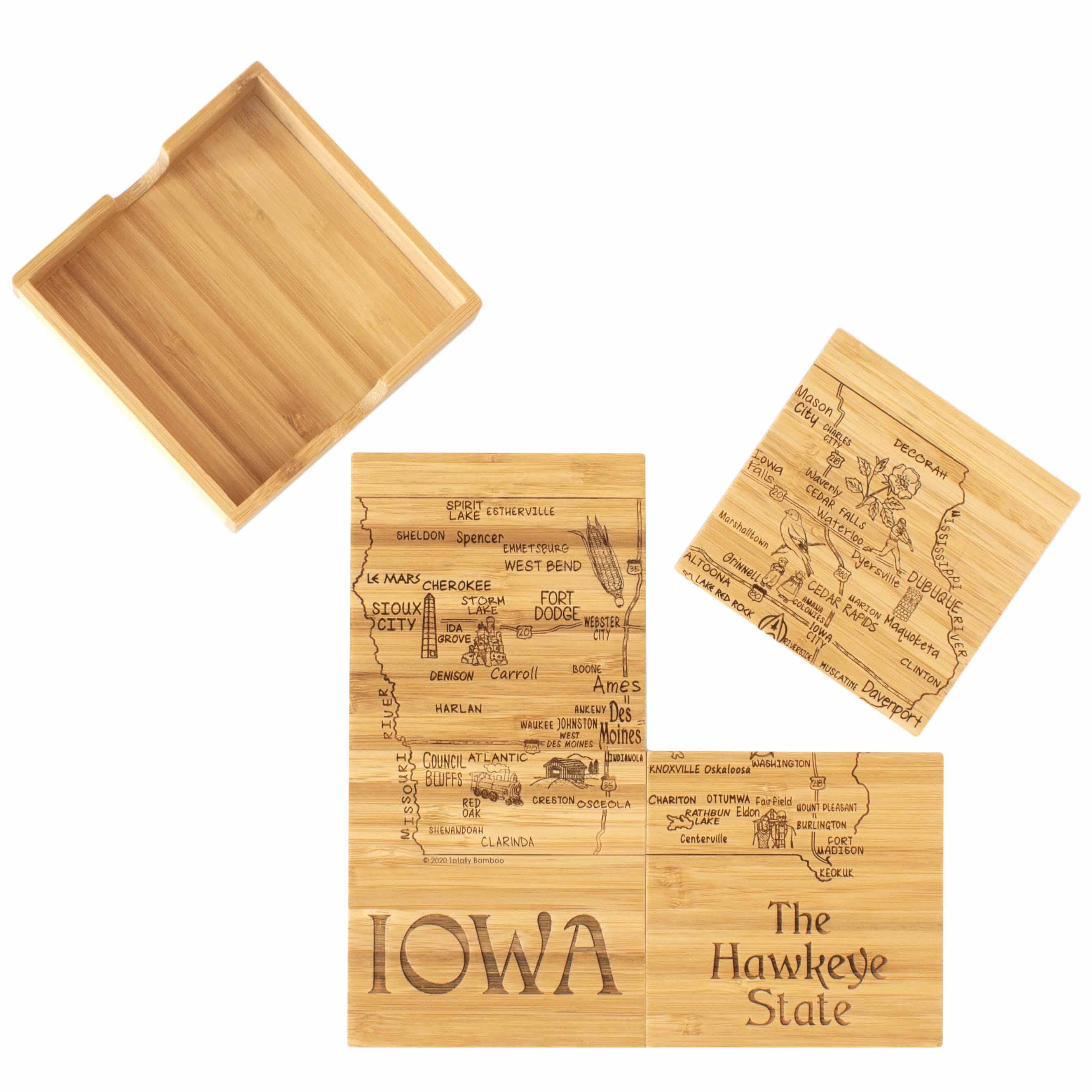 4-Piece Iowa State Puzzle Coaster Set with Protective Case - Perfect for Home, Office, and Gifts for Iowa Fans