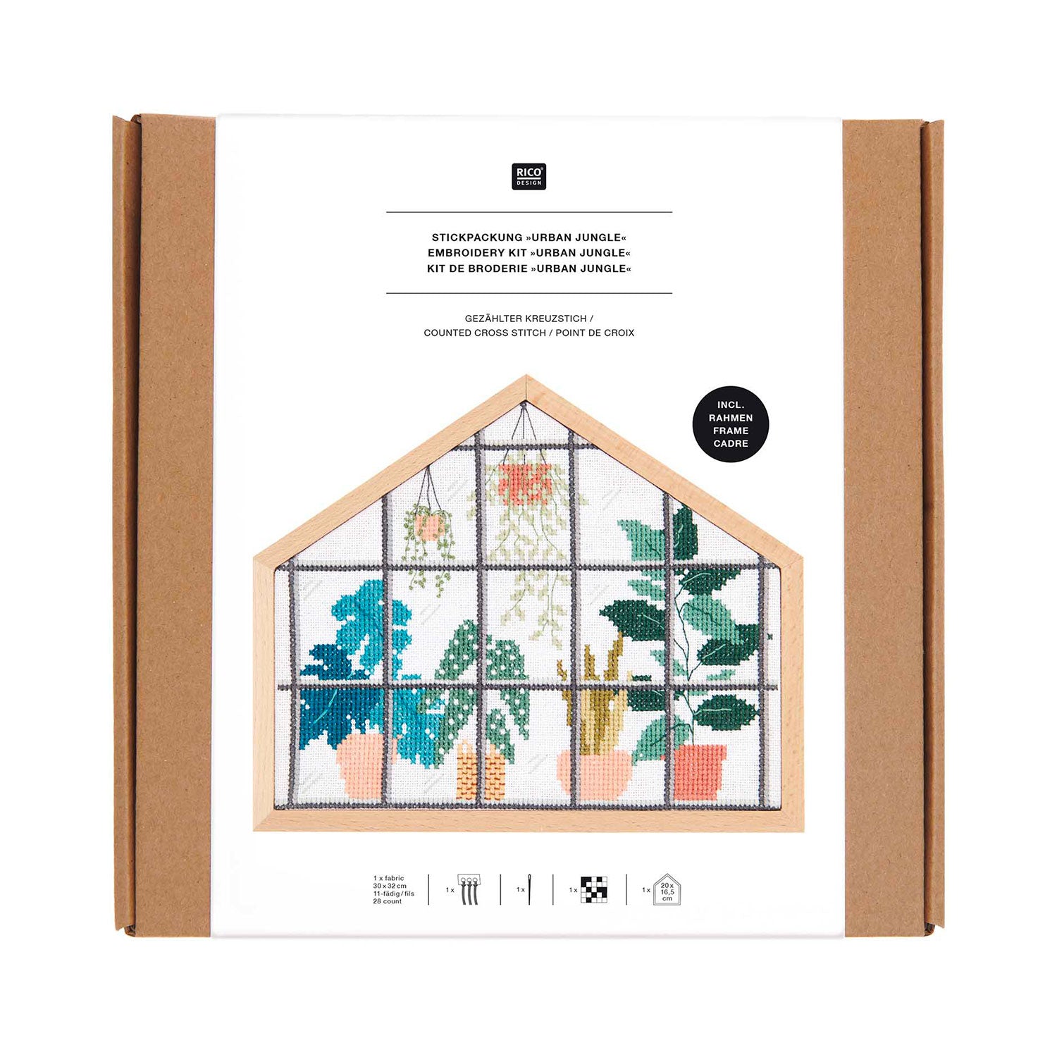 Urban Jungle Cross Stitch Embroidery Kit for Beginners - DIY Floral & Animal Patterns - Perfect for Home Decor, Wall Art & Craft Gifts