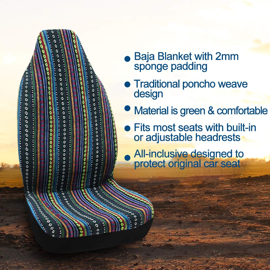 uxcell Universal Baja Blanket Bucket Seat Cover for Car & SUV - Waterproof & Non-Slip Car Seat Protector for Road Trips, Camping & Outdoor Adventures