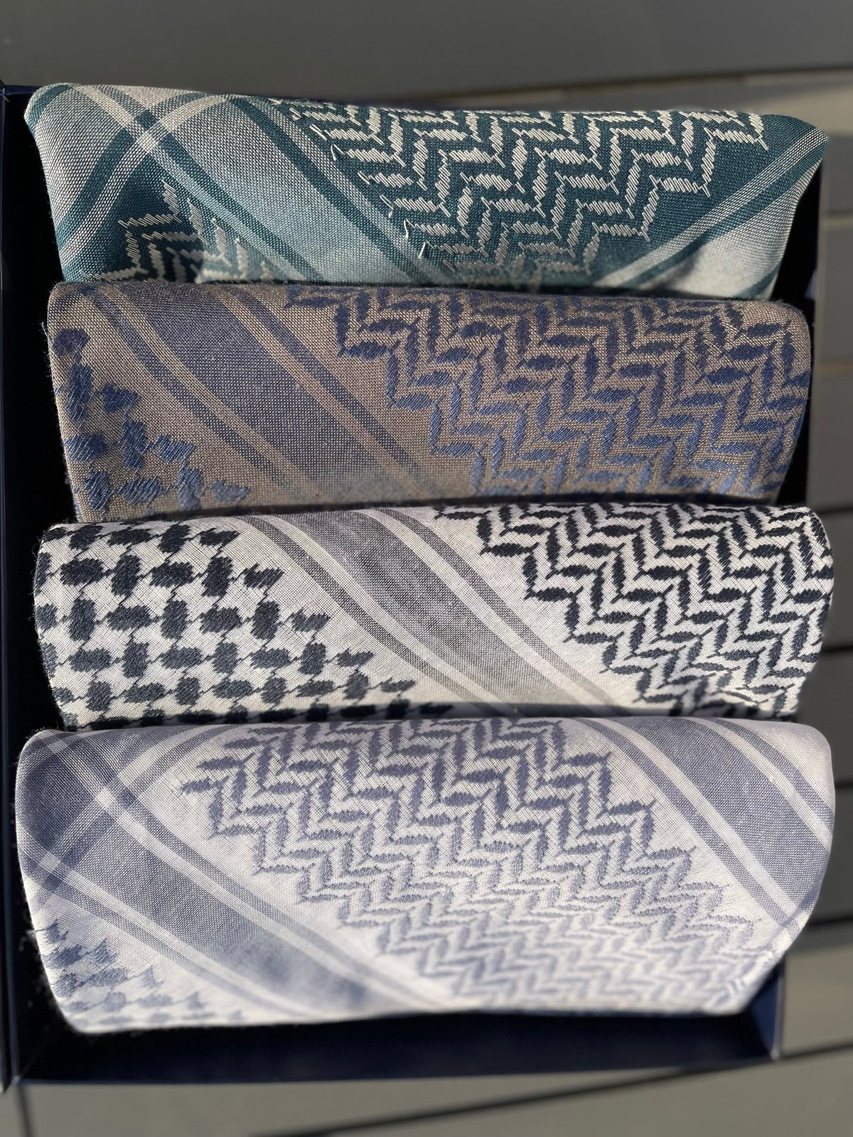 Ocean Twilight 4-Piece Premium Keffiyeh Scarf Set - Unisex Arab Head Wrap for Men & Women - Perfect for Outdoor Adventures, Travel & Fashion Accessories