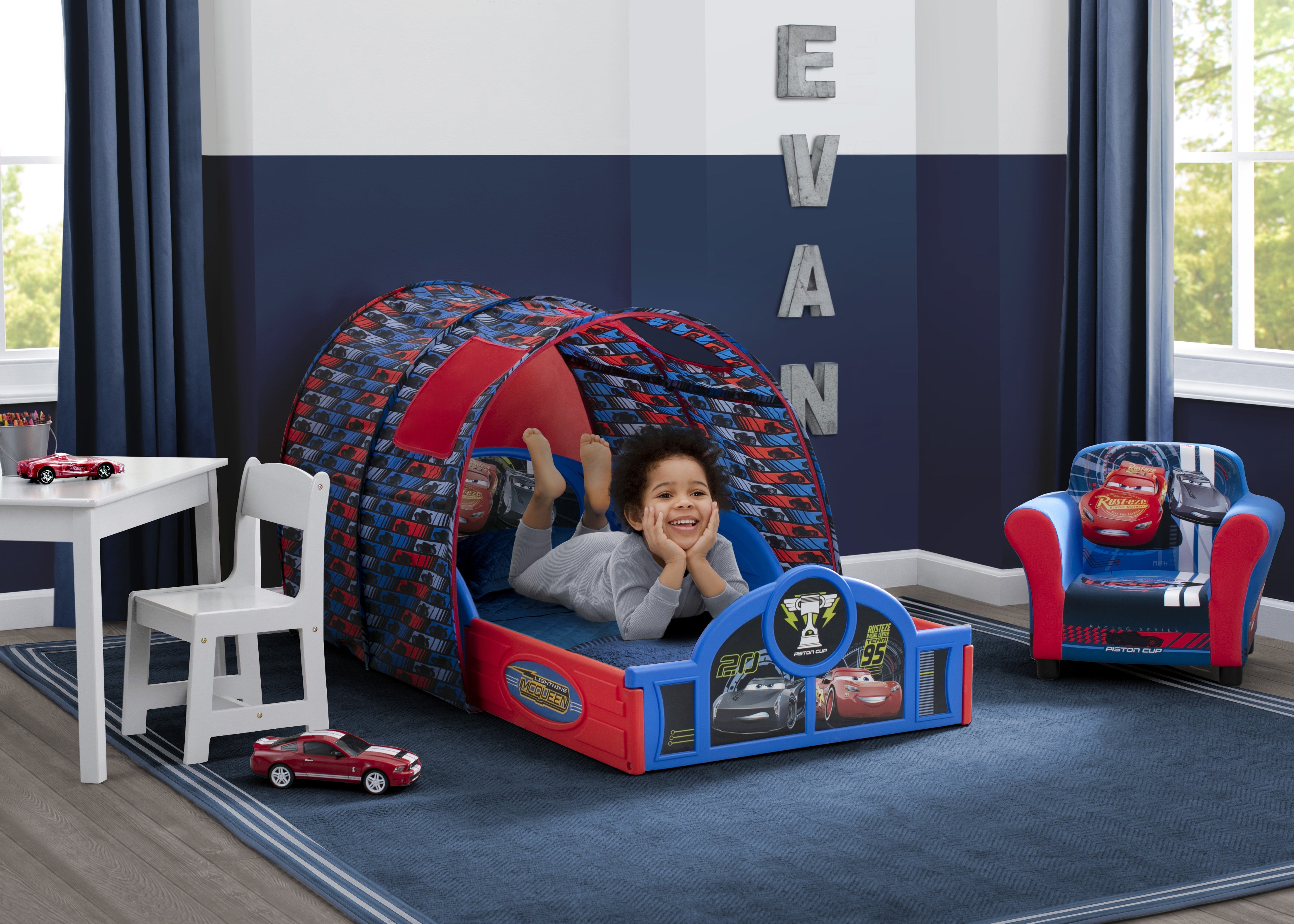 Best Cars Sleep and Play Toddler Bed with Tent - Fun & Cozy Race Car Themed Bed for Kids - Perfect for Playtime, Naps & Bedtime Adventures