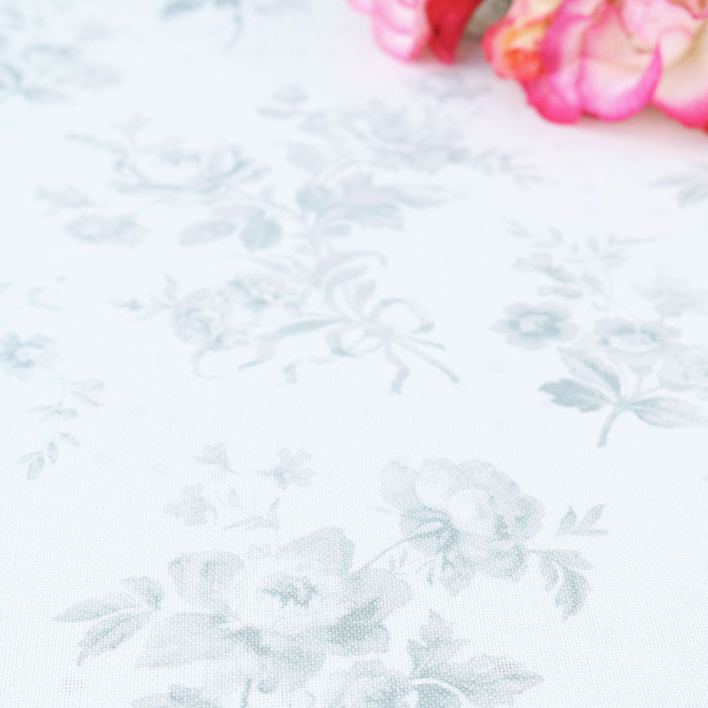 Adelaine Floral Linen Fabric - French Grey - Premium Home Decor Upholstery & DIY Sewing Projects