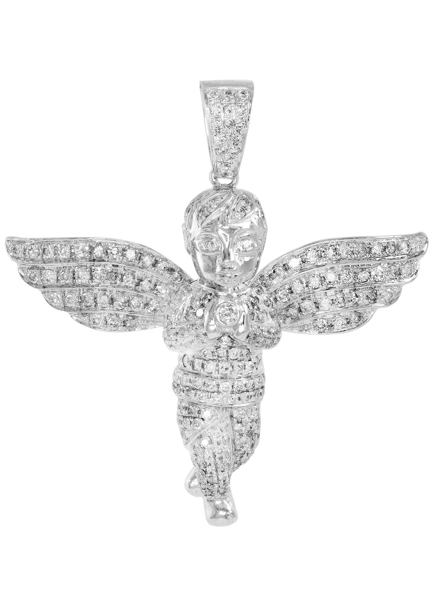 18K White Gold Diamond Angel Pendant Necklace - 16.13g (2.82 Carats) | Elegant Jewelry Gift for Women | Perfect for Anniversaries, Birthdays & Special Occasions