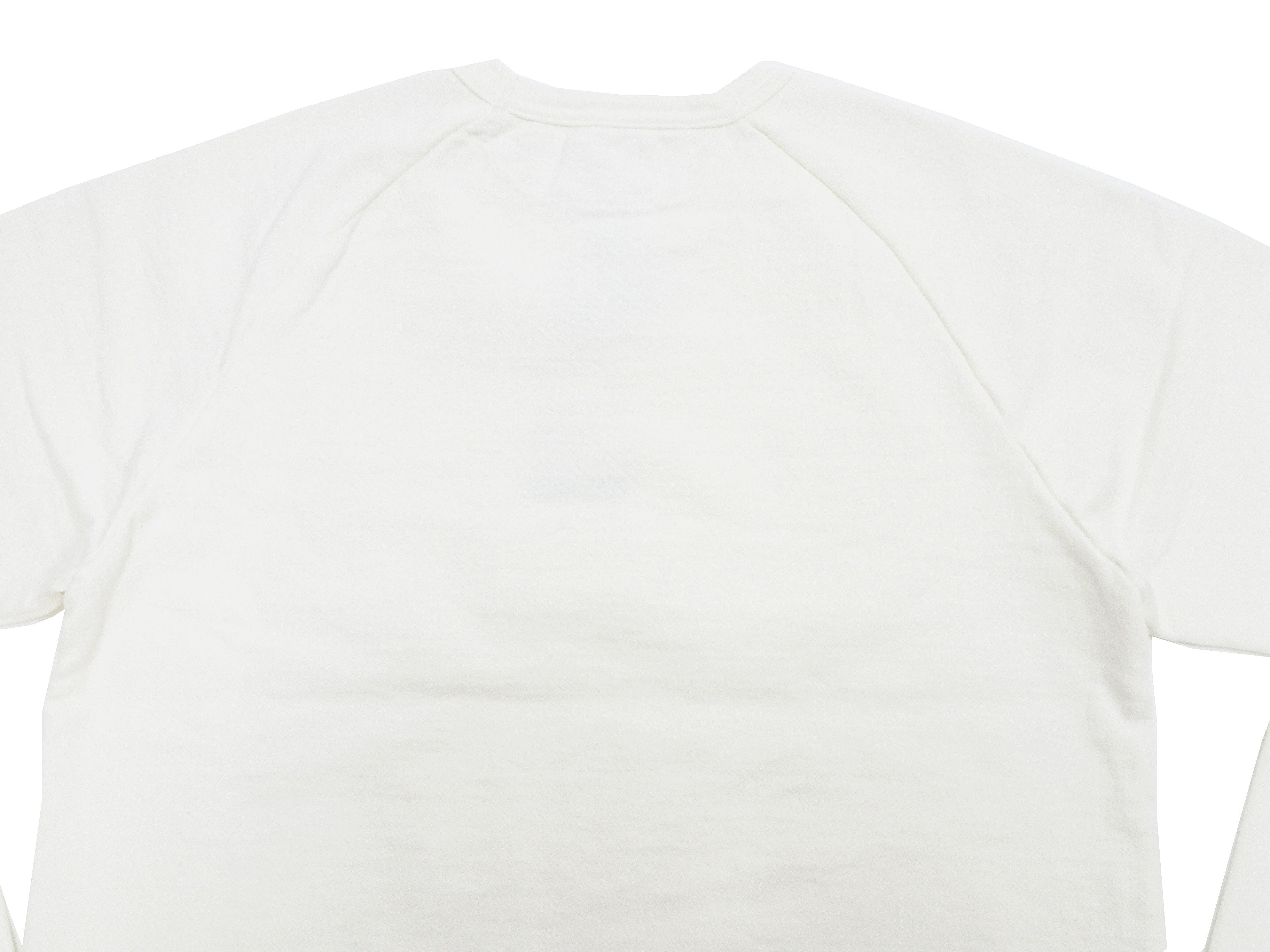 Japan Blue Jeans Men's Long Sleeve French Terry T-Shirt - Casual Plain Crew Neck Raglan Sleeve Inlay Shirt JBKN1001 White - Perfect for Streetwear, Lounge & Everyday Outfits