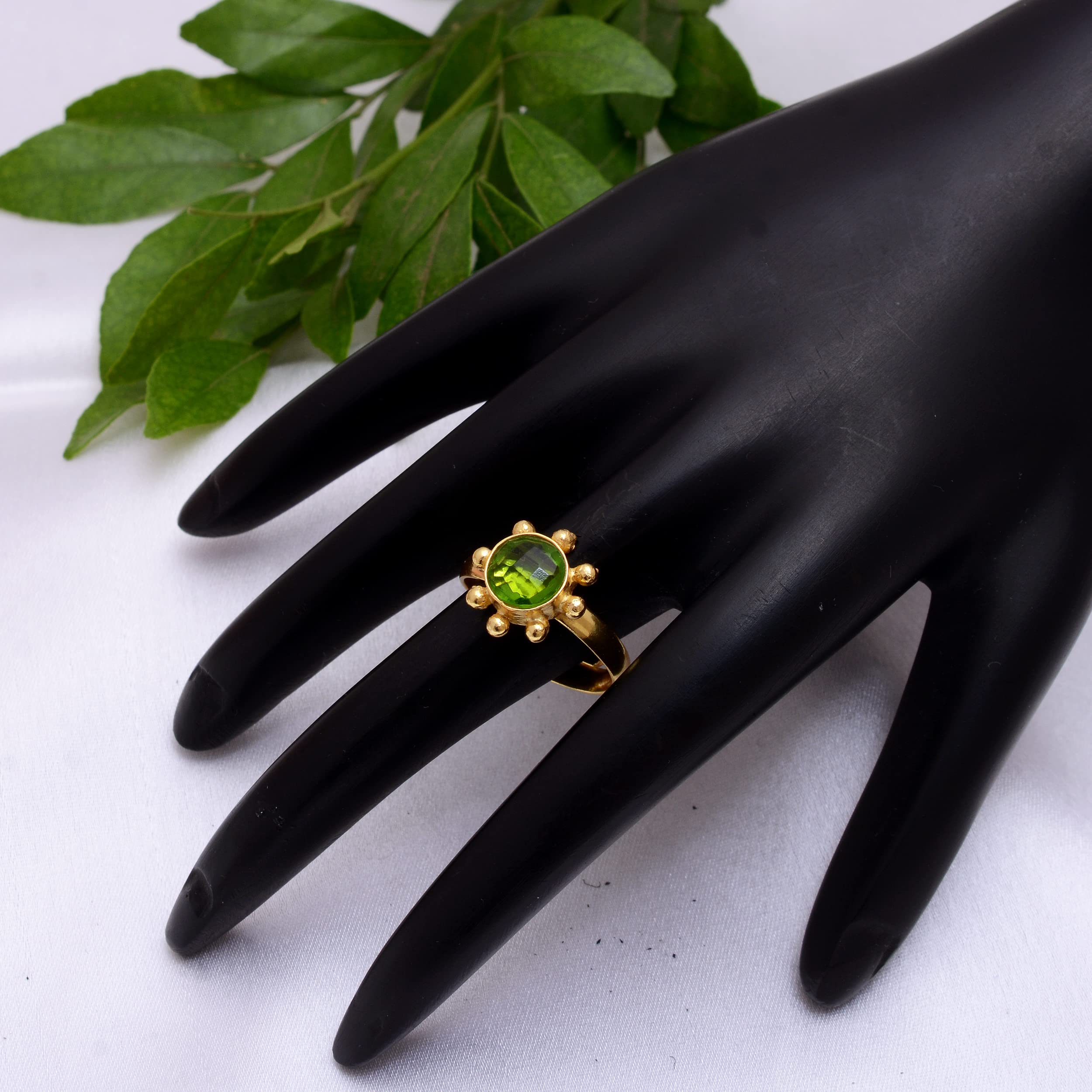 Peridot Rings for Women - 18K Gold Plated Handmade August Birthstone Jewelry - Green Gemstone Rings for Girls (VR-536) | Perfect for Birthday Gifts, Anniversary Presents & Everyday Elegant Wear