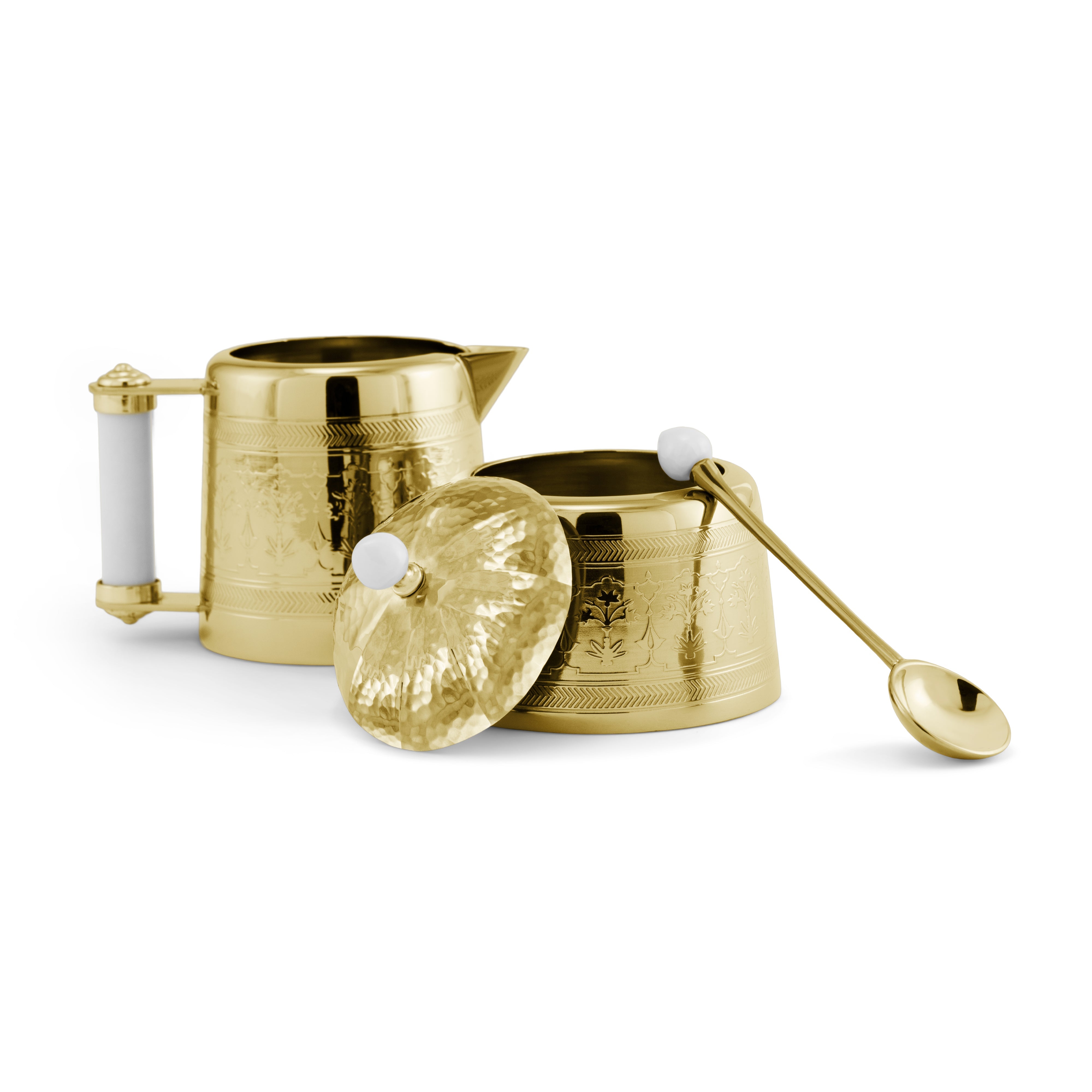 Luxury Palace Gold Tea Set - 24K Gold Plated Porcelain Tea Cups & Pot - Elegant Afternoon Tea & Gift for Tea Lovers - Perfect for High Tea Parties, Bridal Showers & Home Decor