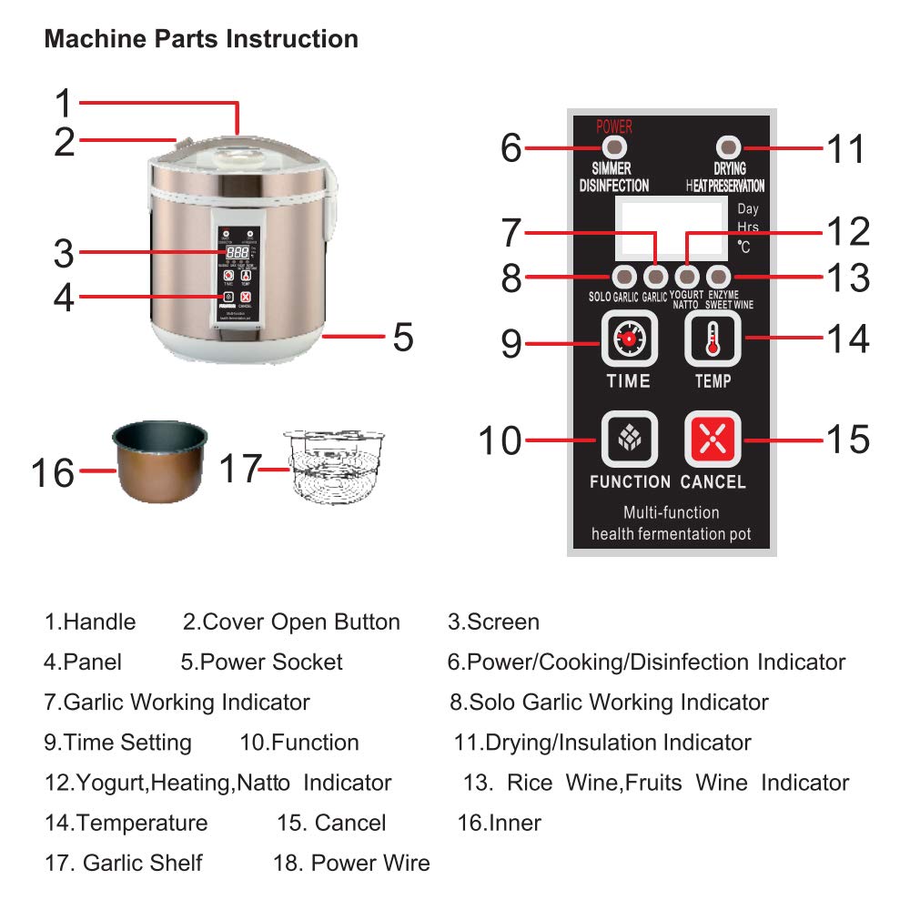 6L Automatic Black Garlic Fermenter - Intelligent Control Garlic Maker & Fermentation Machine - Electric Garlic Pot for DIY Healthy Food - Perfect for Home Cooking, Meal Prep & Organic Food Enthusiasts
