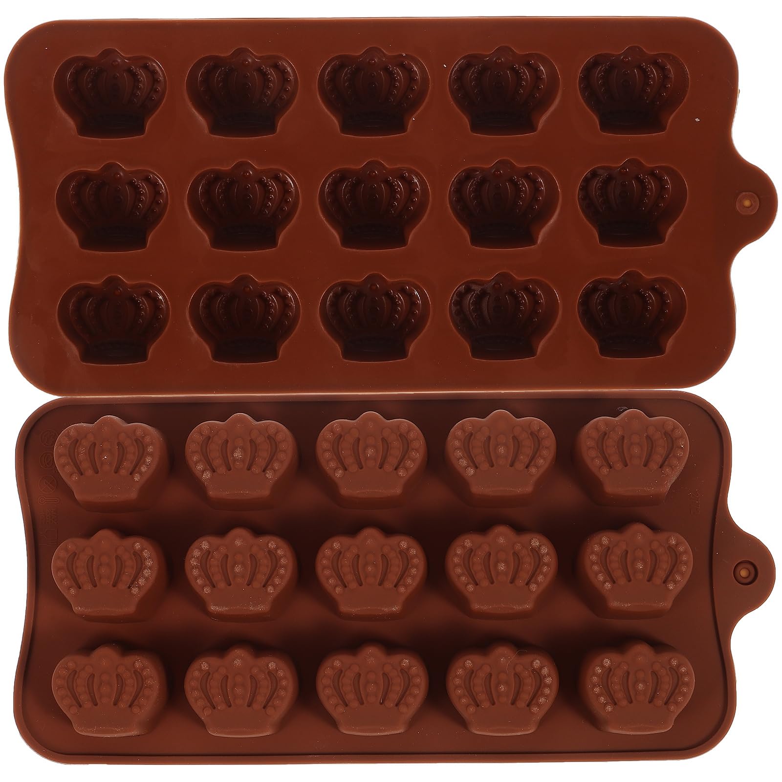 2-Piece Silicone Candy Molds Set - Crown Shaped Chocolate, Gummy, Soap & Crayon Molds - BPA-Free Baking & Ice Cube Trays for DIY Treats - Perfect for Halloween, Christmas & Birthday Party Desserts