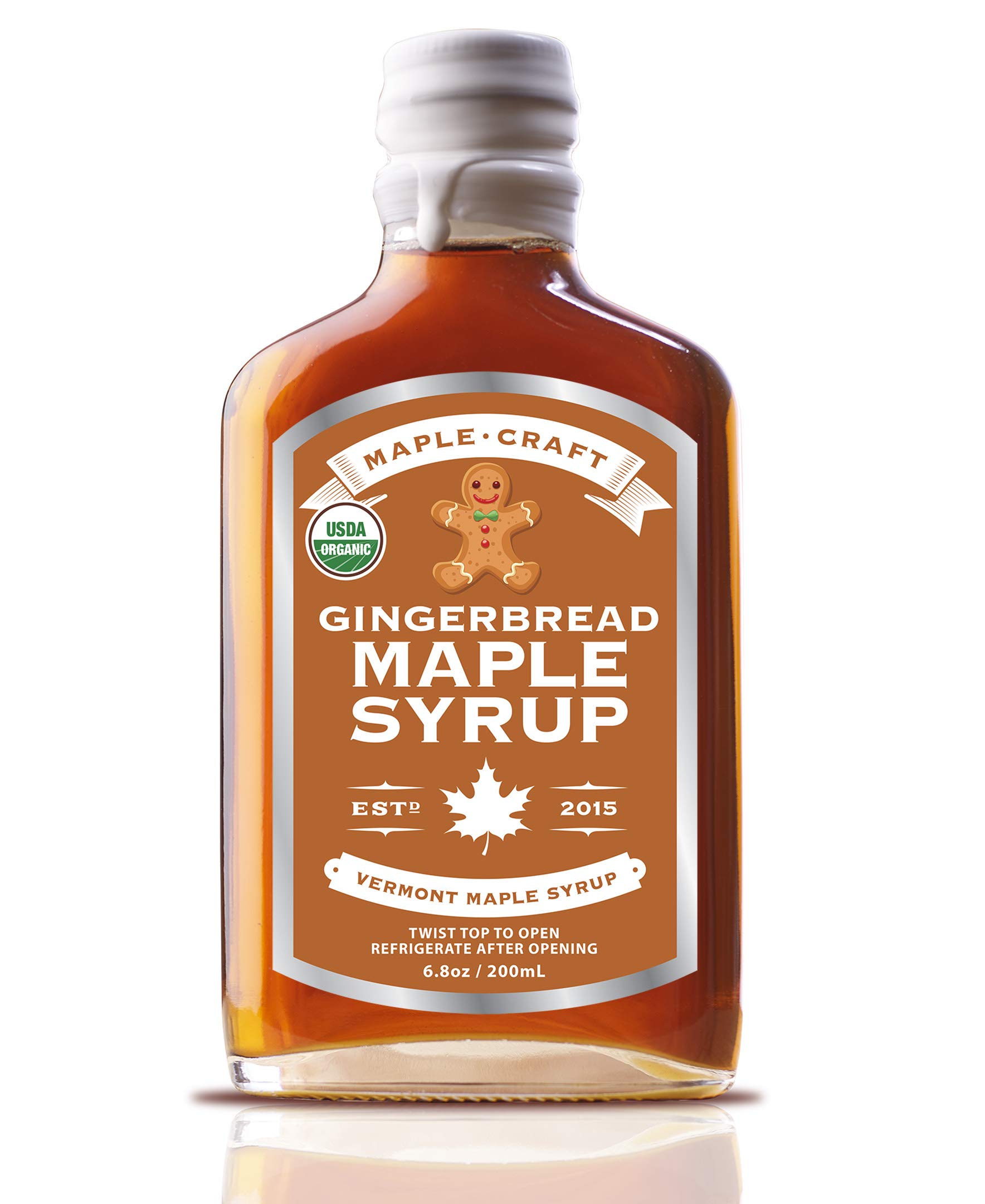 Organic Vermont Maple Syrup - Pure Maple Gingerbread Flavor by Maple Craft Foods - Perfect for Pancakes, Waffles & Holiday Baking