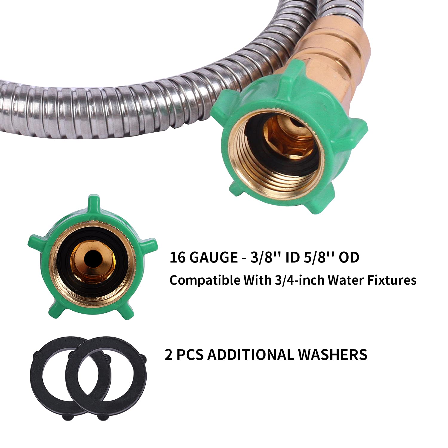 **Stainless Steel Garden Hose 6ft, 8ft, 12ft, 15ft, 30ft, 50ft - Heavy Duty Flexible Metal Water Hose with High Pressure Nozzle Sprayer - Perfect for Lawn, Garden, Car Washing & Outdoor Cleaning (8FT)**