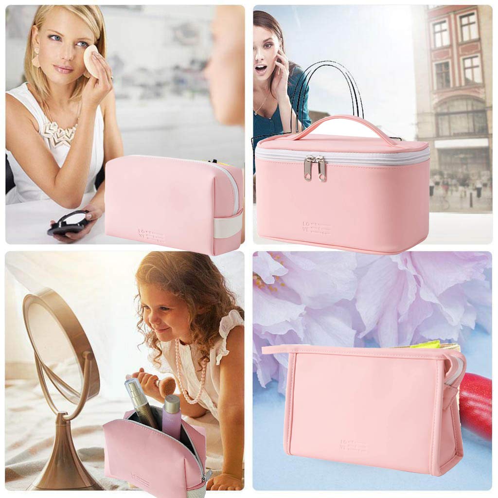 3PCS Waterproof Makeup Bags for Women - PU Leather Cosmetic Organizer with Beauty Zipper, Travel Toiletry Pouch for Girls | Perfect for Travel, Gym, and Daily Beauty Storage