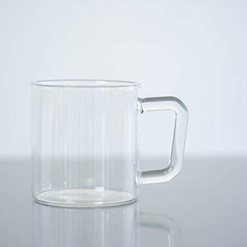 Borosil Vision Classic Large Mugs - Set of 4 Clear 10oz Lightweight & Durable Glass Cups for Coffee, Tea, Hot & Cold Beverages - Perfect for Home, Office, and Restaurant Use