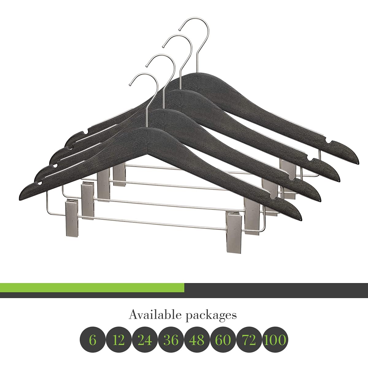 Premium Slim Wooden Hangers with Clips - Heavy Duty Pants & Skirt Hangers for Coats, Dresses - Non-Slip Space Saving Closet Organizer (Natural Wood, Set of 24) - Perfect for Wardrobe Organization & Closet Storage Solutions