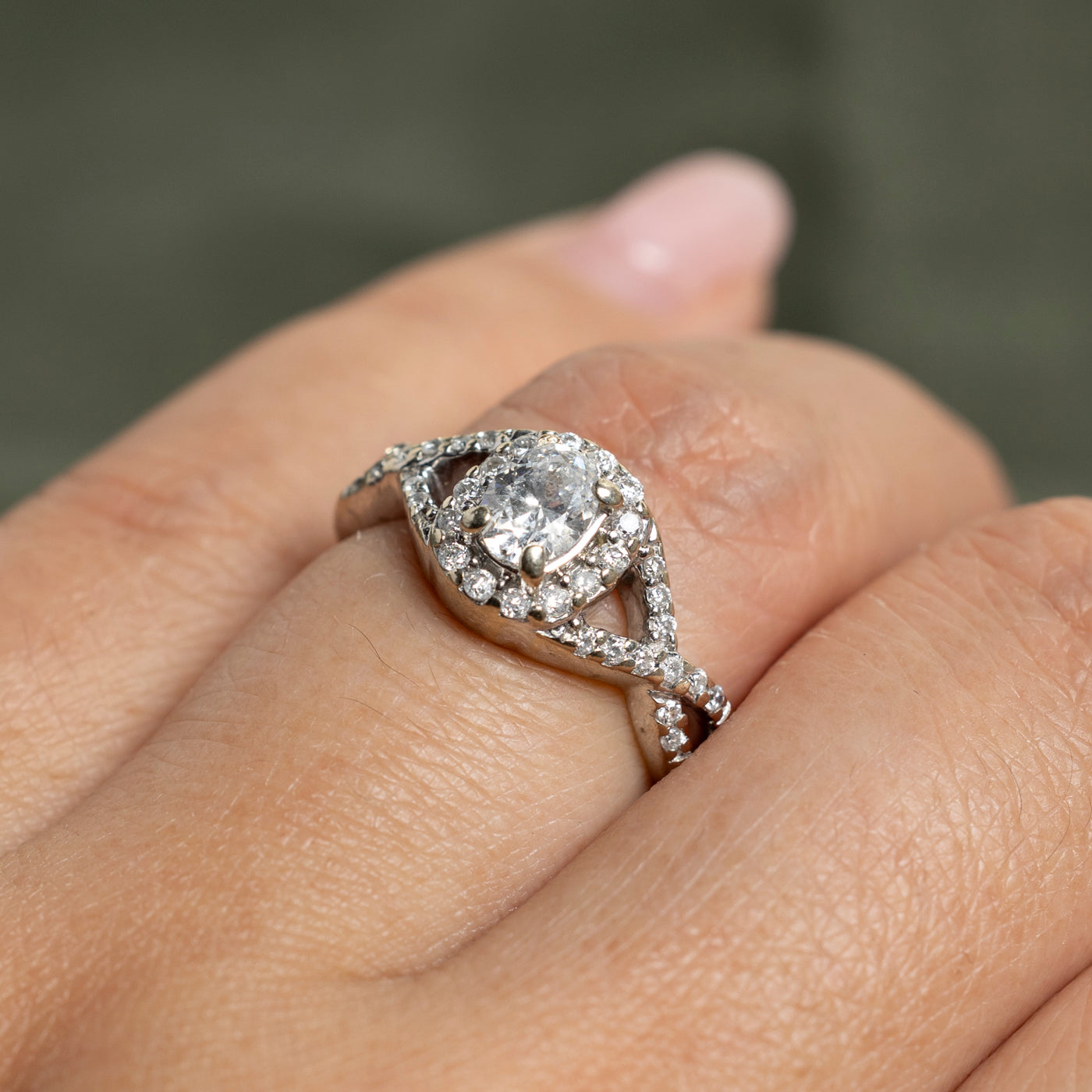 0.73ctw Oval Cut Diamond Cross Over Engagement Ring - Size 5.75 | Elegant Bridal Jewelry for Proposals, Anniversaries & Special Occasions