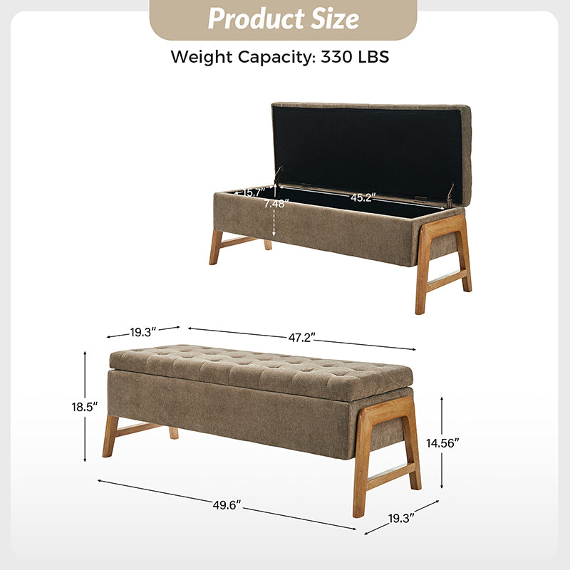 Salina Mid-Century Modern Inspired Storage Bench - Stylish Entryway & Living Room Seating with Hidden Storage - Perfect for Small Spaces & Home Organization