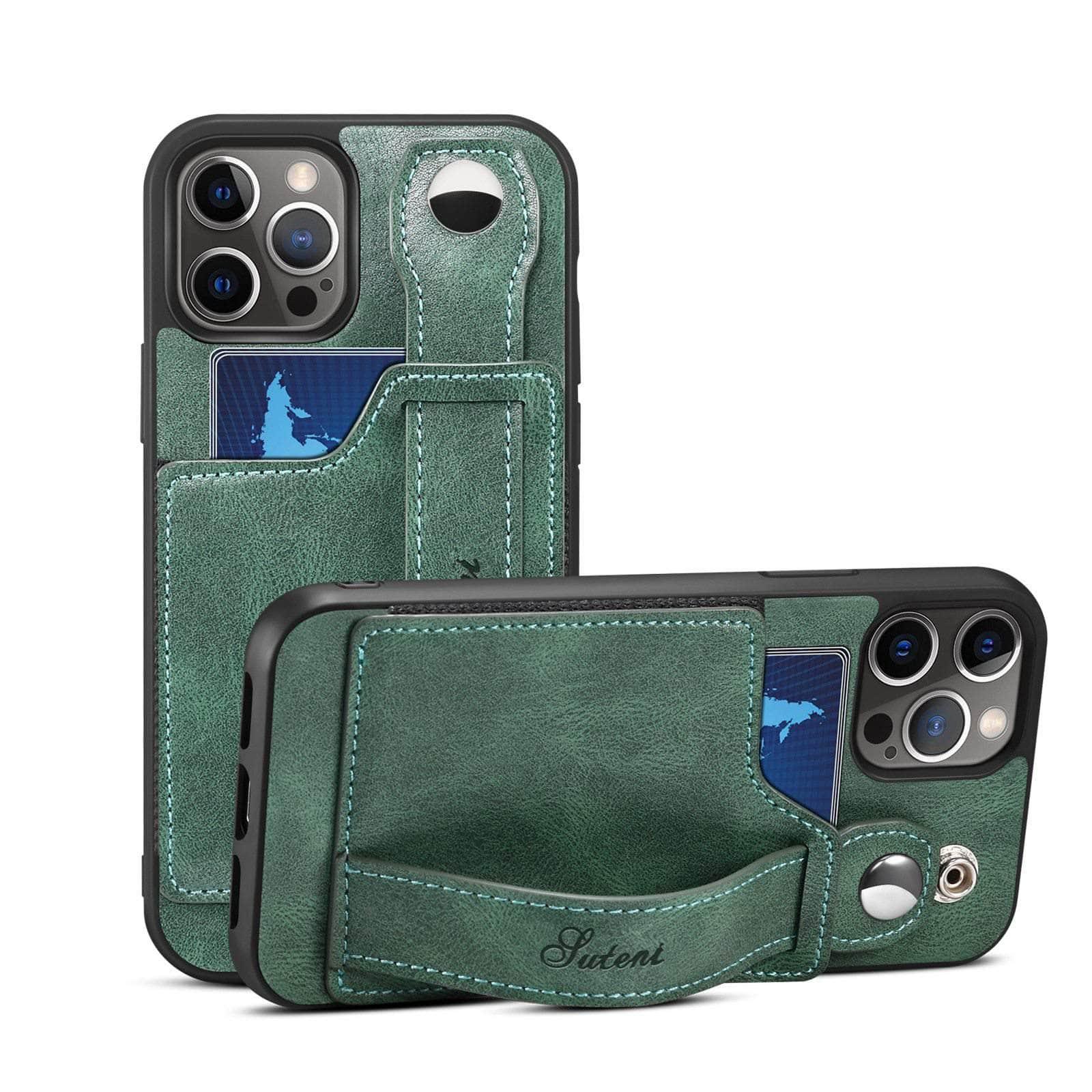 Premium Suteni Genuine Leather Case for iPhone 13 Pro - Slim Protective Cover with Card Slot | Perfect for Business Professionals & Everyday Use