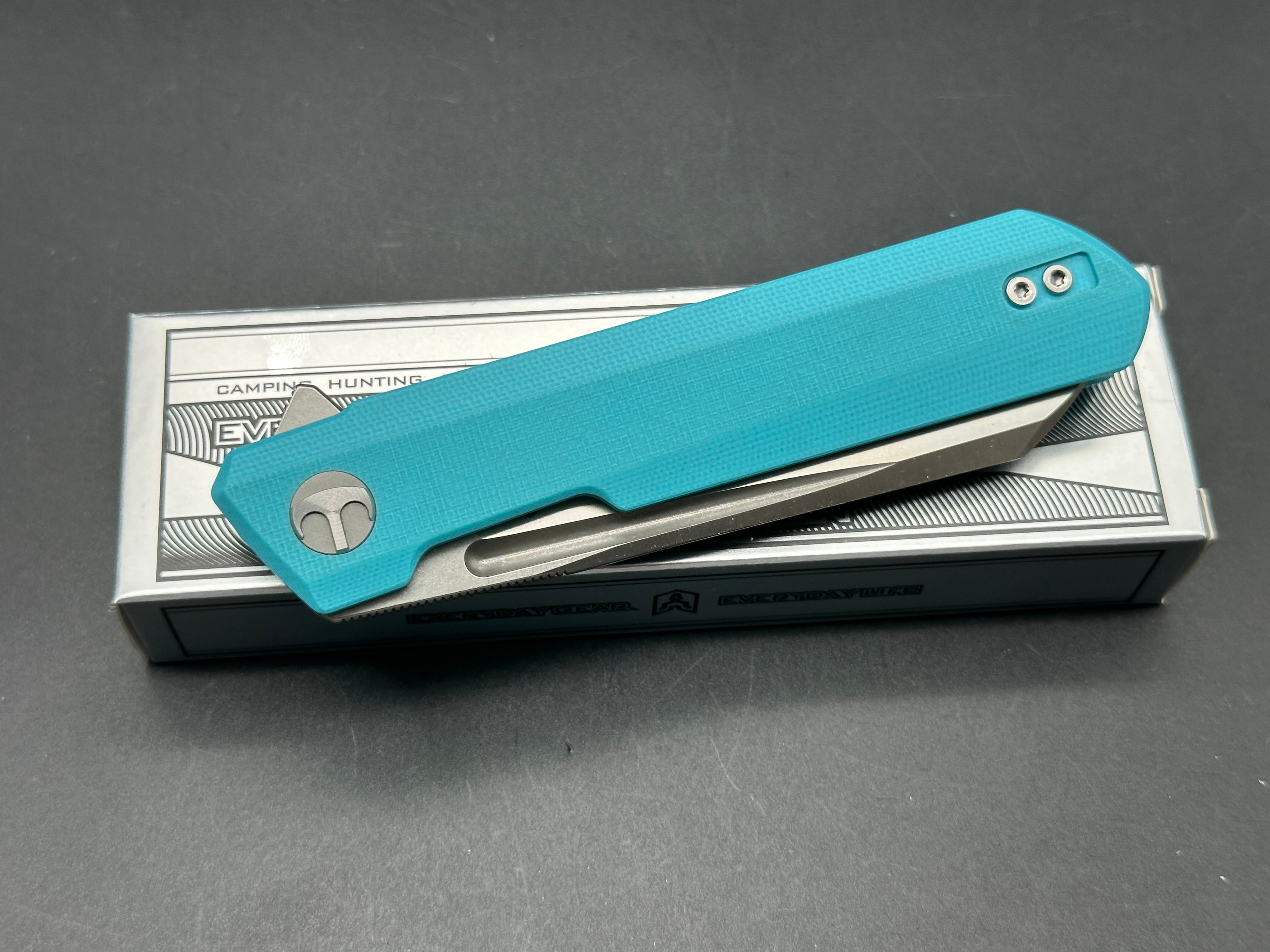 Bestechman Dundee Sheepsfoot Liner Lock Knife - Tiffany Blue G10 Handle, 3.5