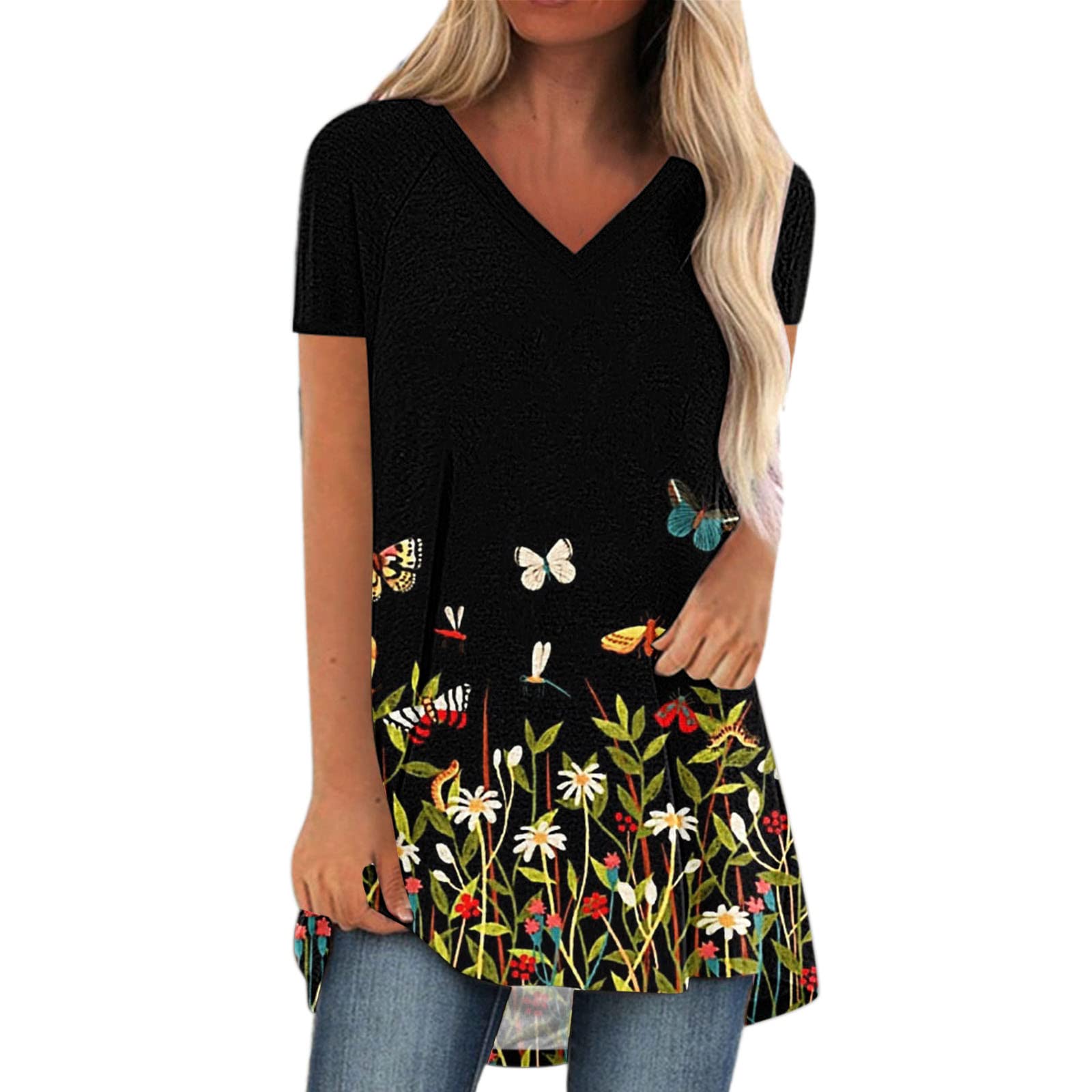 Women's One Shoulder Tops - Summer Casual V-Neck Short Sleeve T-Shirt | Cute Cold Shoulder Workout Top for Gym, Beach & Everyday Wear