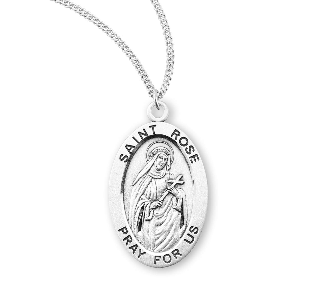 St. Rose Sterling Silver Medal Necklace - Religious Jewelry for Women, Catholic Gifts, Baptism & First Communion - Perfect for Daily Wear & Special Occasions
