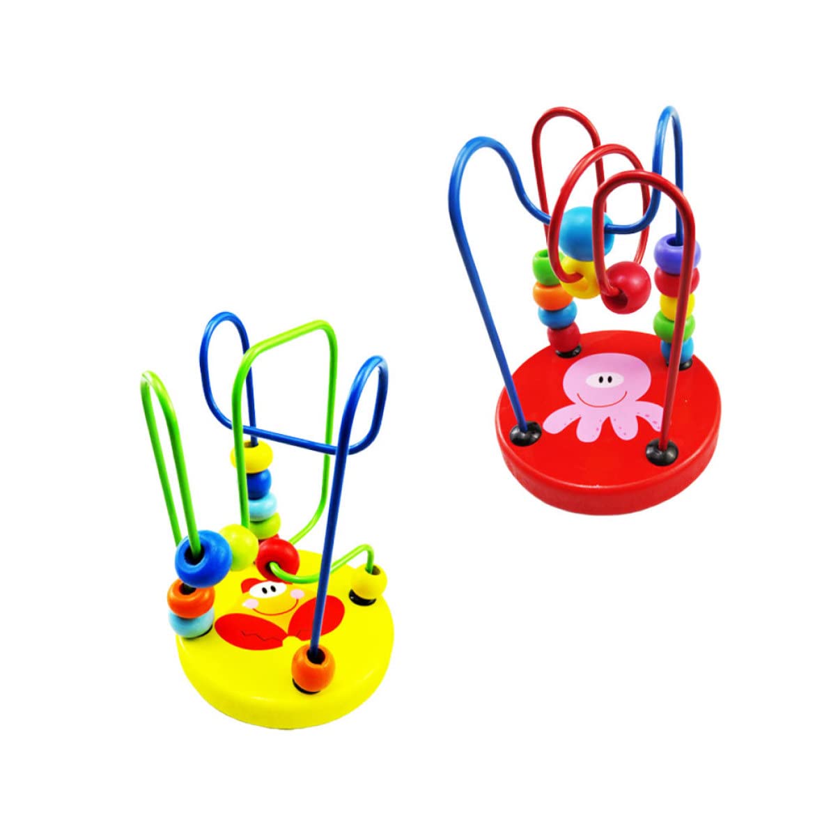 Garneck 6-Piece Wooden Bead Maze Roller Coaster Toy Set - Montessori Abacus & Developmental Learning Toy for Toddlers & Infants - Fine Motor Skills Activity for Daycare, Preschool & Home Play