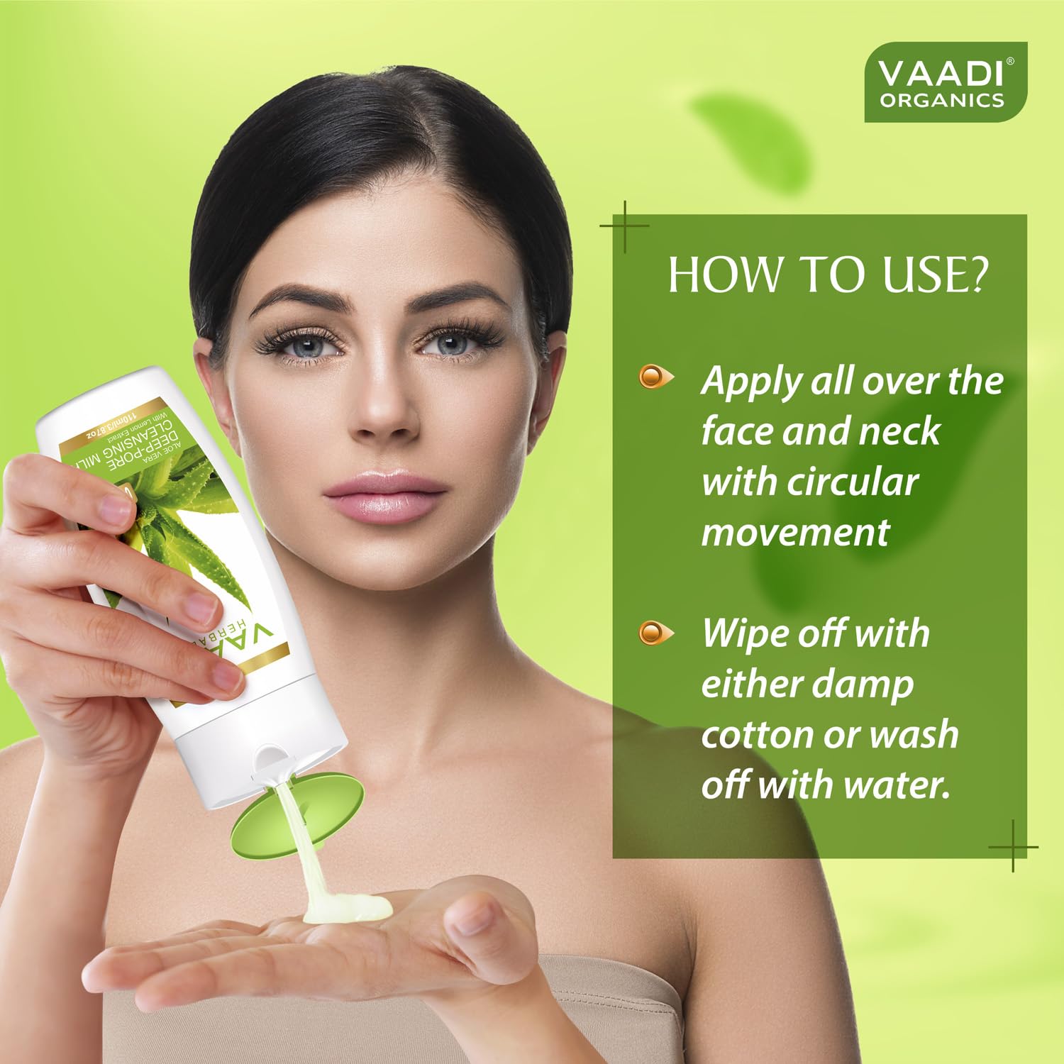 Vaadi Herbals Aloe Vera Deep Pore Cleansing Milk with Lemon Extract - 110ml | Gentle Face Wash for Oily & Acne-Prone Skin | Daily Skincare Routine & Makeup Removal