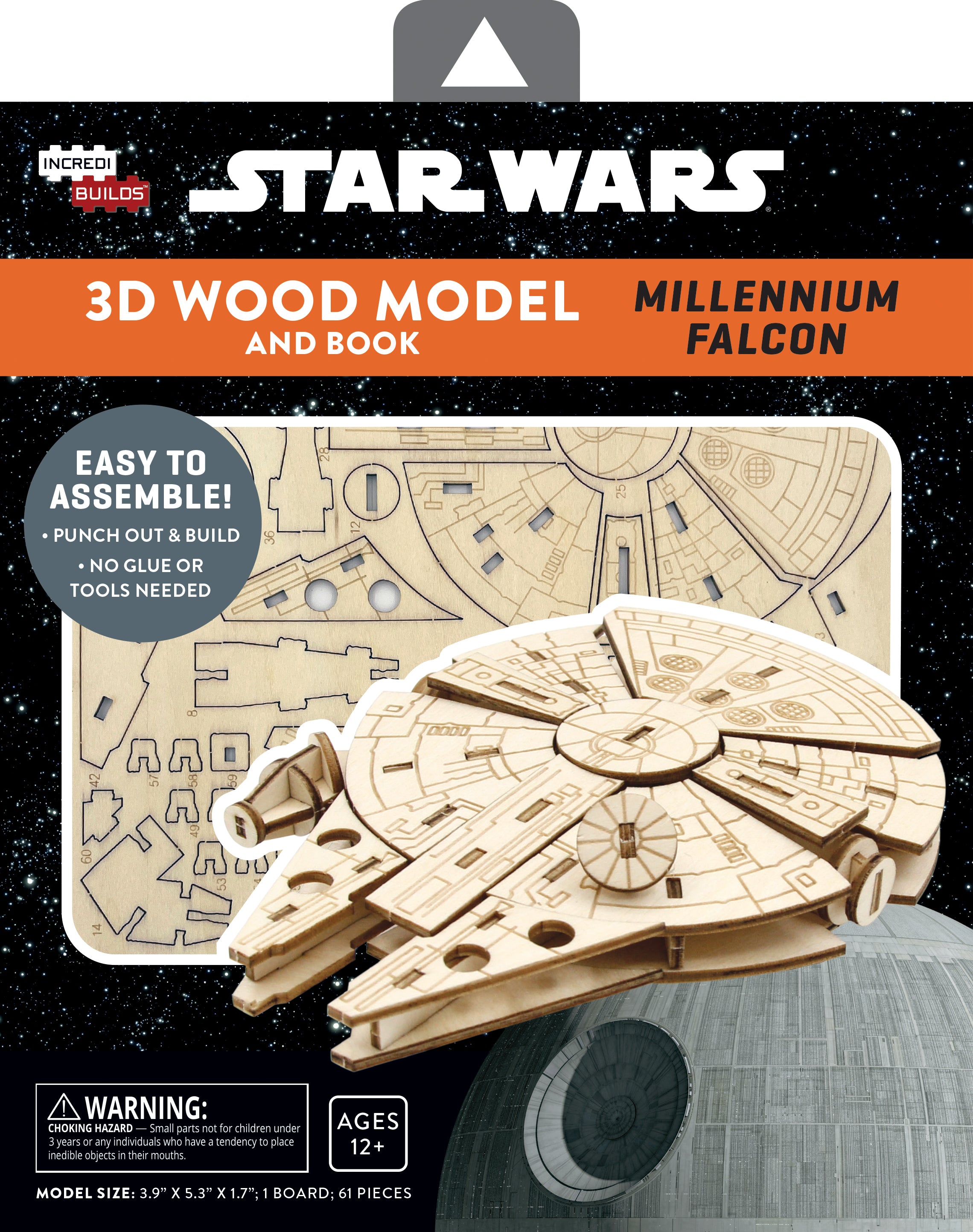 Star Wars Millennium Falcon 3D Wood Model Kit with Book - DIY Wooden Puzzle for Adults & Teens - Perfect for Home Decoration, Gift Giving & Star Wars Fans Collection