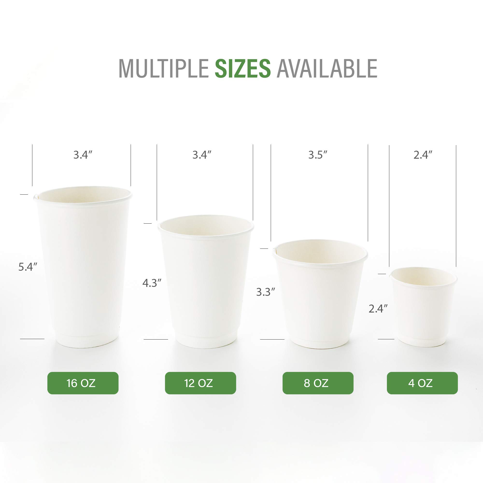 Restaurantware 12oz Disposable Coffee Cups - 500 Pack Double Wall Insulated Hot Cups for Coffee, Tea & Hot Chocolate | White Rippled Paper Cups (Lids Sold Separately) | Perfect for Cafes, Offices & Catering Events