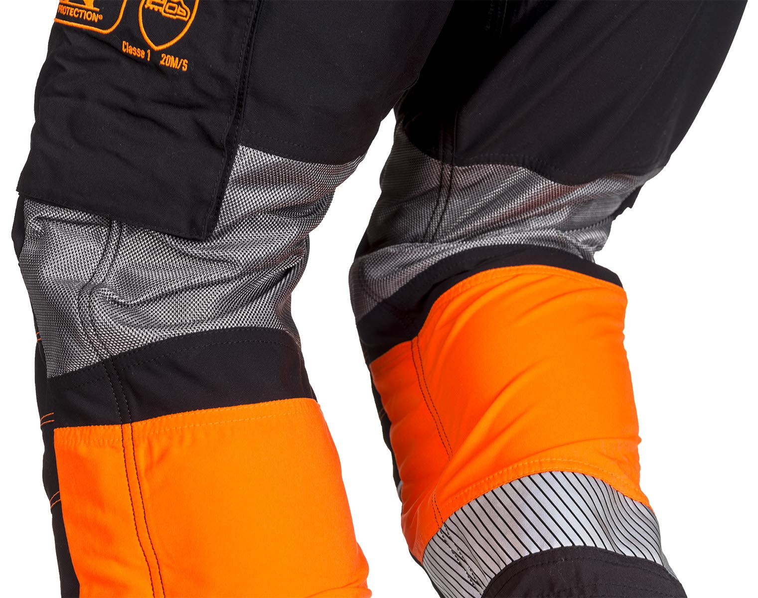 Canopy W-AIR Hi-Vis Chainsaw Pants for Men - Small Size, Orange Safety Work Pants with Reflective Strips for Forestry & Tree Cutting Professionals
