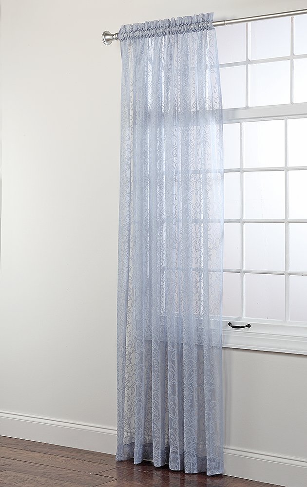 Stylemaster Renaissance Lace Curtain Panel 56x84 Inches - Powder Blue Sheer Window Drapes for Living Room & Bedroom Decor
