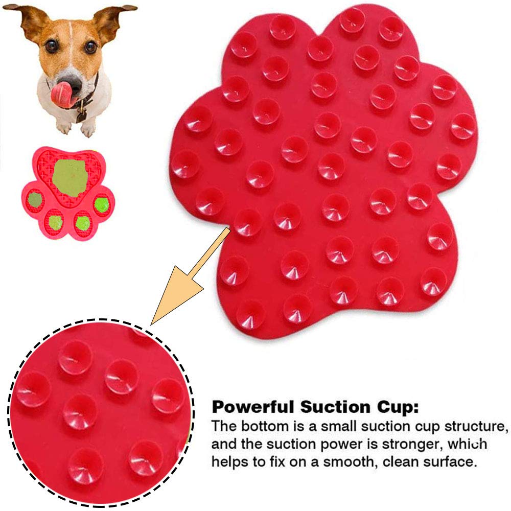Dog Licking Mat for Anxiety Relief - Slow Feeder Dog Bowl with Peanut Butter - Non-Slip Suction Pad for Bathing, Grooming & Training - Red | Perfect for Anxious Pets, Mealtime Enrichment & Vet Visits
