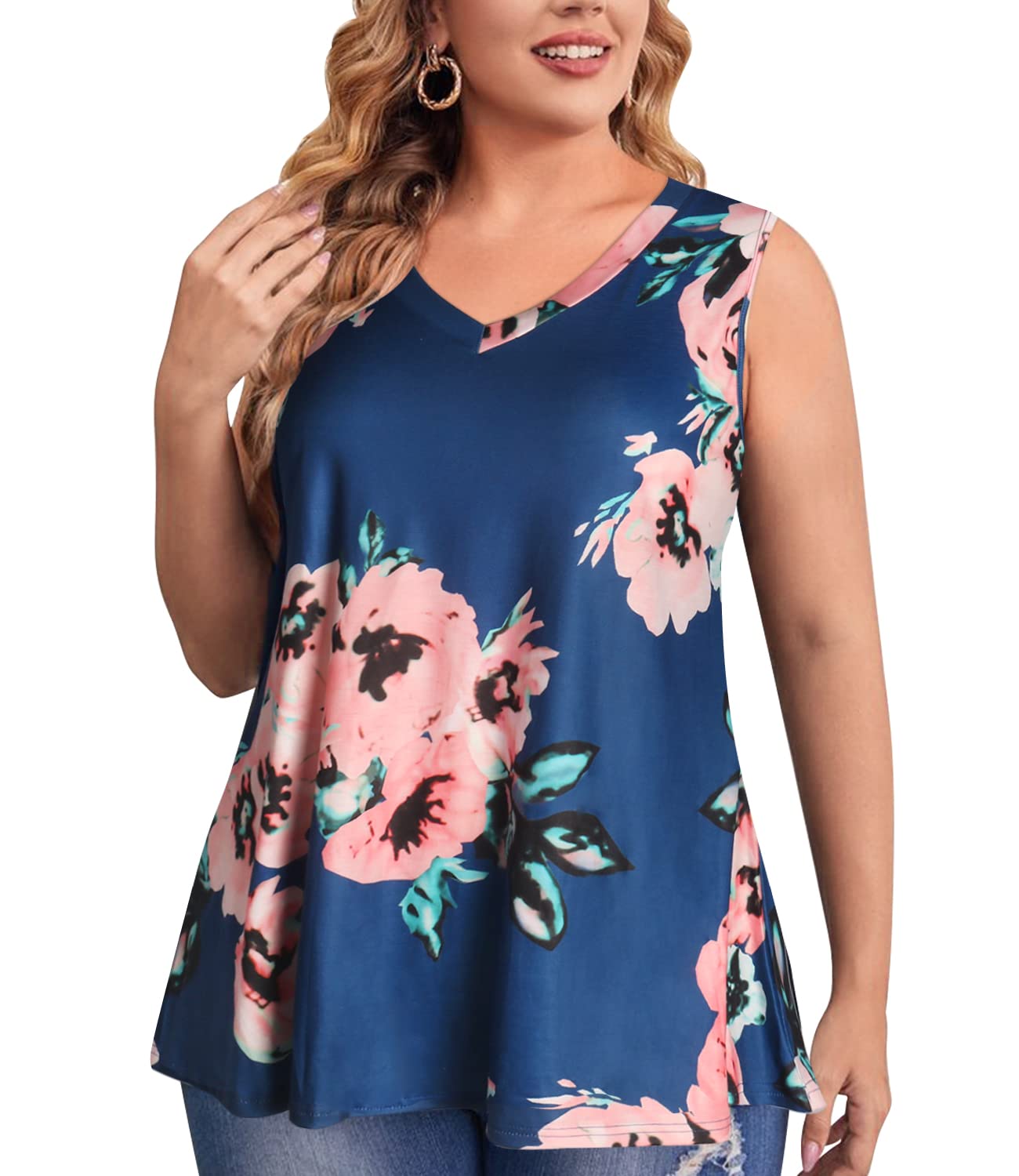 Plus Size Tank Tops for Women - Sleeveless Tunic Tops to Wear with Leggings | Summer Casual & Dressy Blouses | Perfect for Yoga, Beach & Everyday Wear