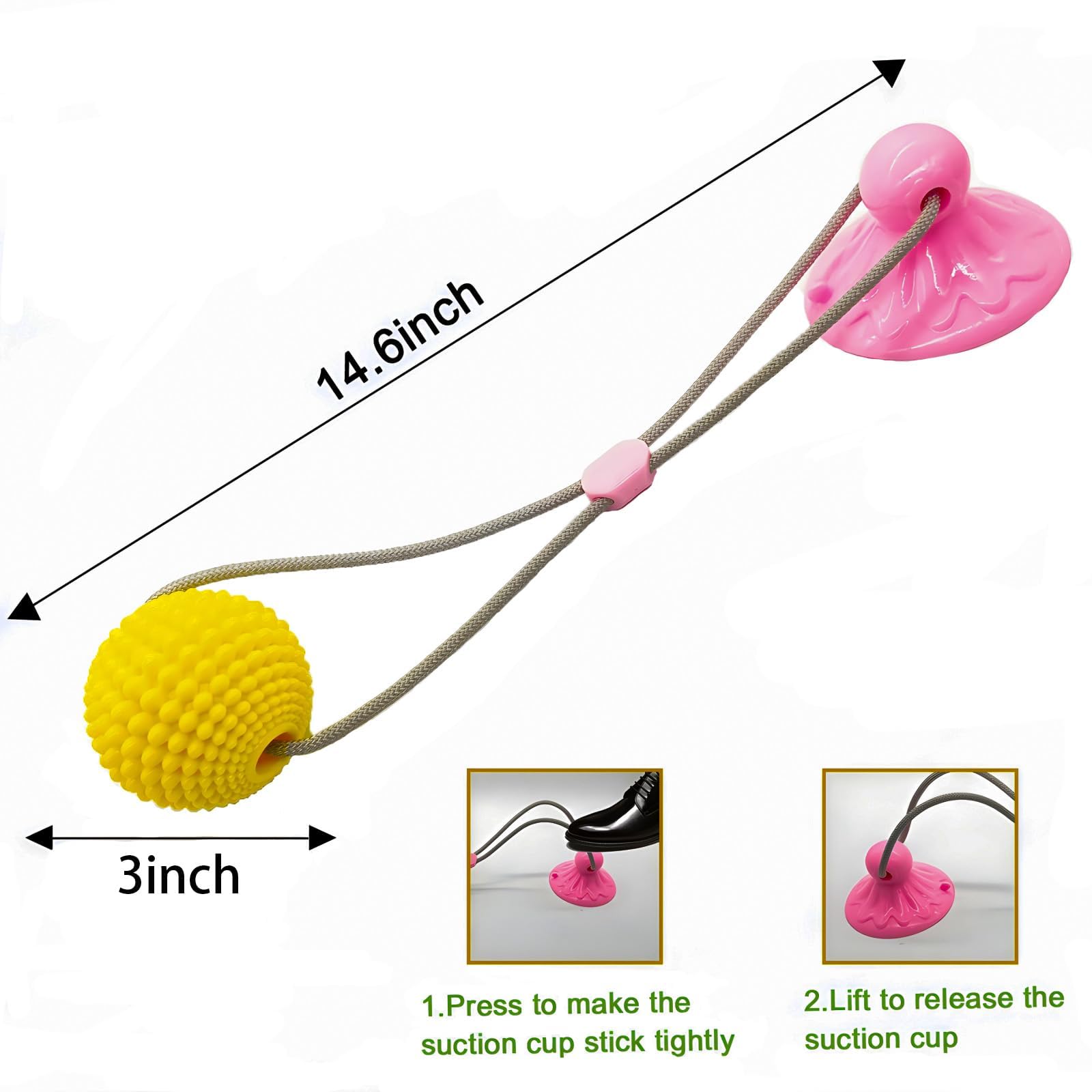 Durable Corn Ball Chew Toys for Aggressive Chewers - Interactive Suction Cup Dog Tug Toy with Rope for Teething & Boredom Relief - Teeth Cleaning Enrichment for Medium & Large Dogs (Pink) - Perfect for Playtime, Training & Dental Health
