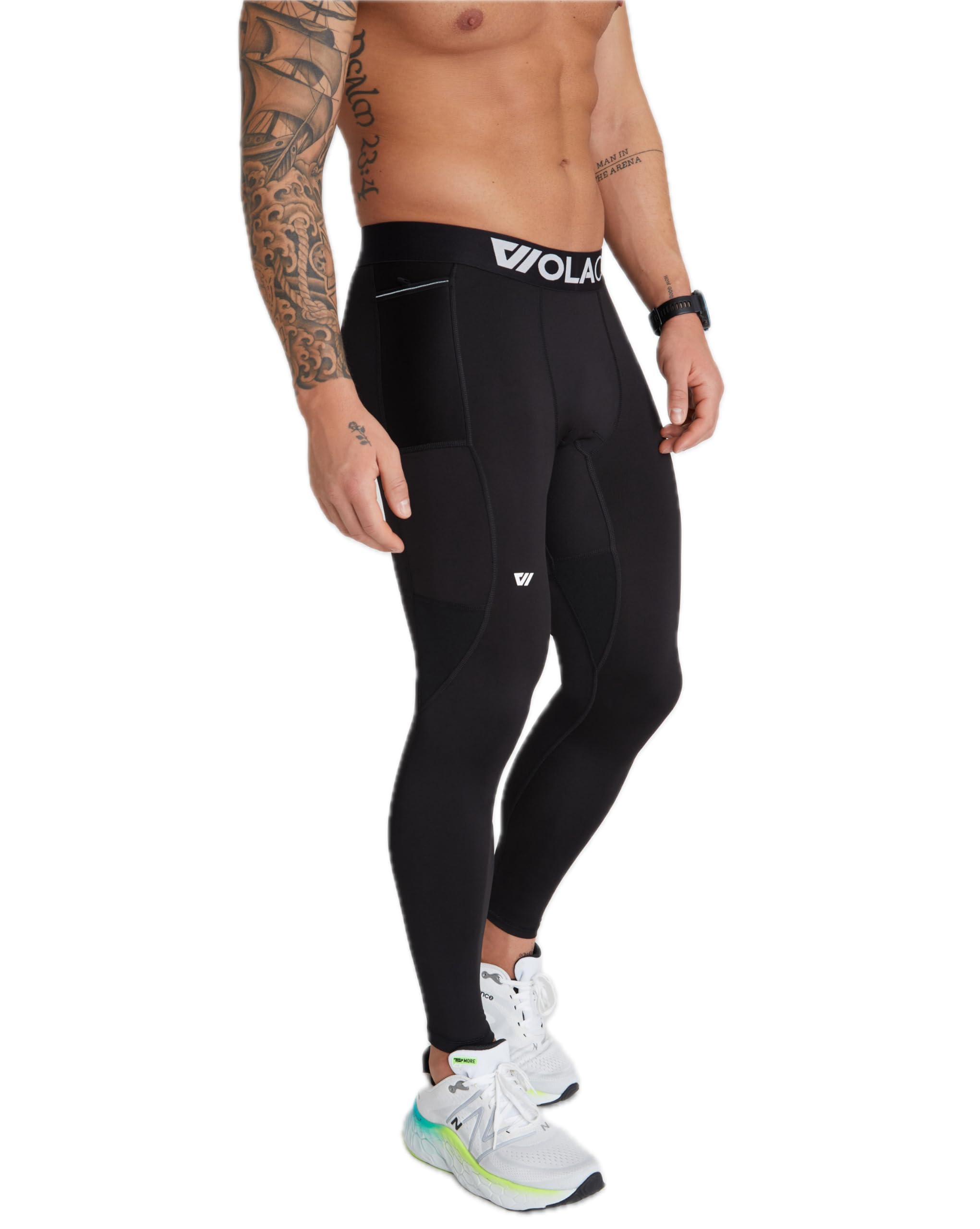 WOLACO Fulton Compression Pants for Men - Athletic Baselayer Running Tights with Moisture-Wicking & Muscle Support - Perfect for Gym, Marathon Training & Cold Weather Workouts