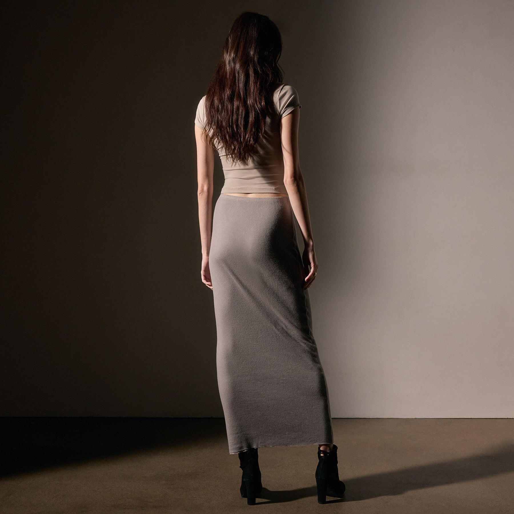 Soft Cotton Cashmere Blend Rib Skirt for Women - Comfortable & Stylish Mid-Length Skirt for Fall & Winter - Perfect for Office, Date Night & Casual Outings