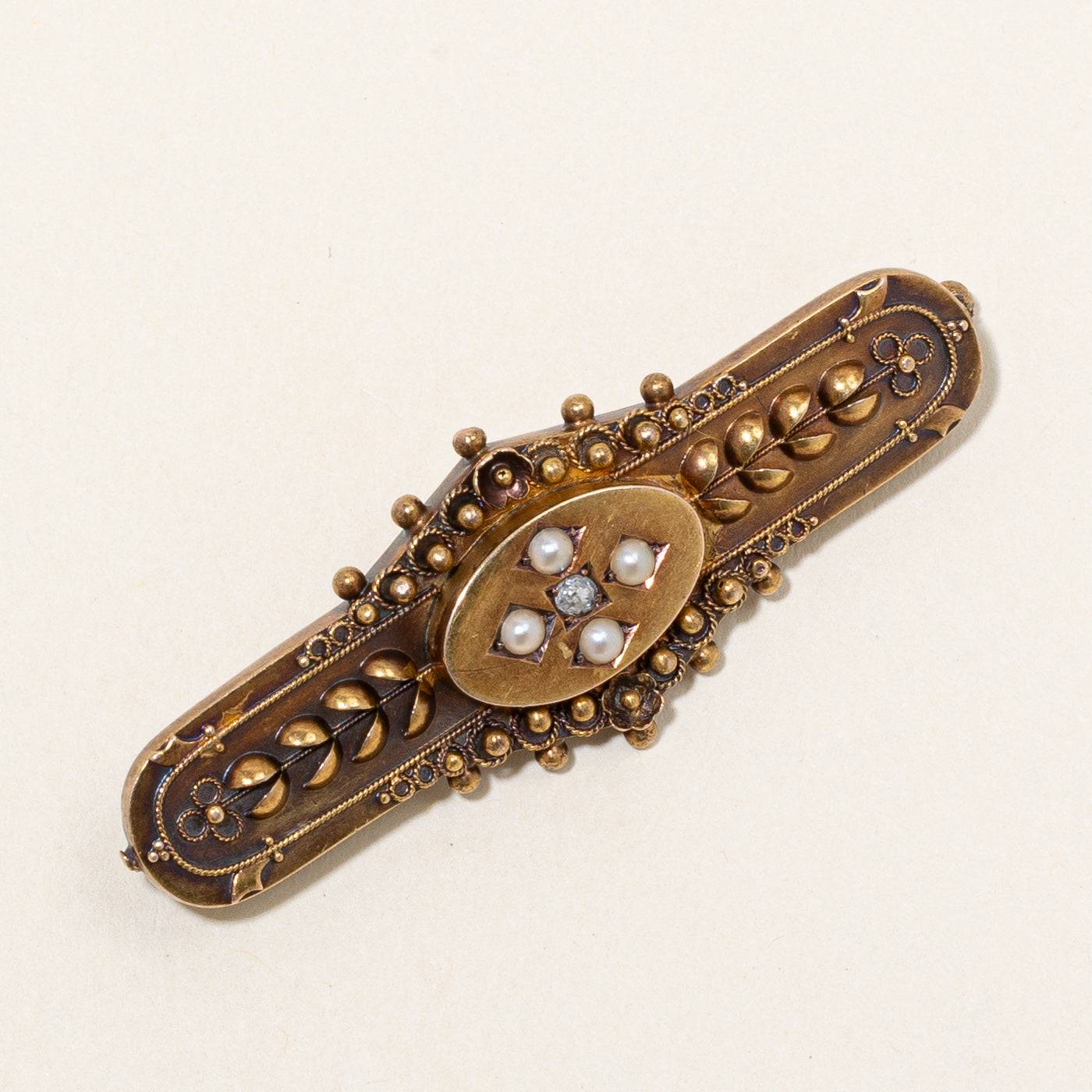 Antique European Cut Diamond & Pearl Brooch - 0.03ct Vintage Jewelry for Women - Perfect for Weddings, Parties & Special Occasions