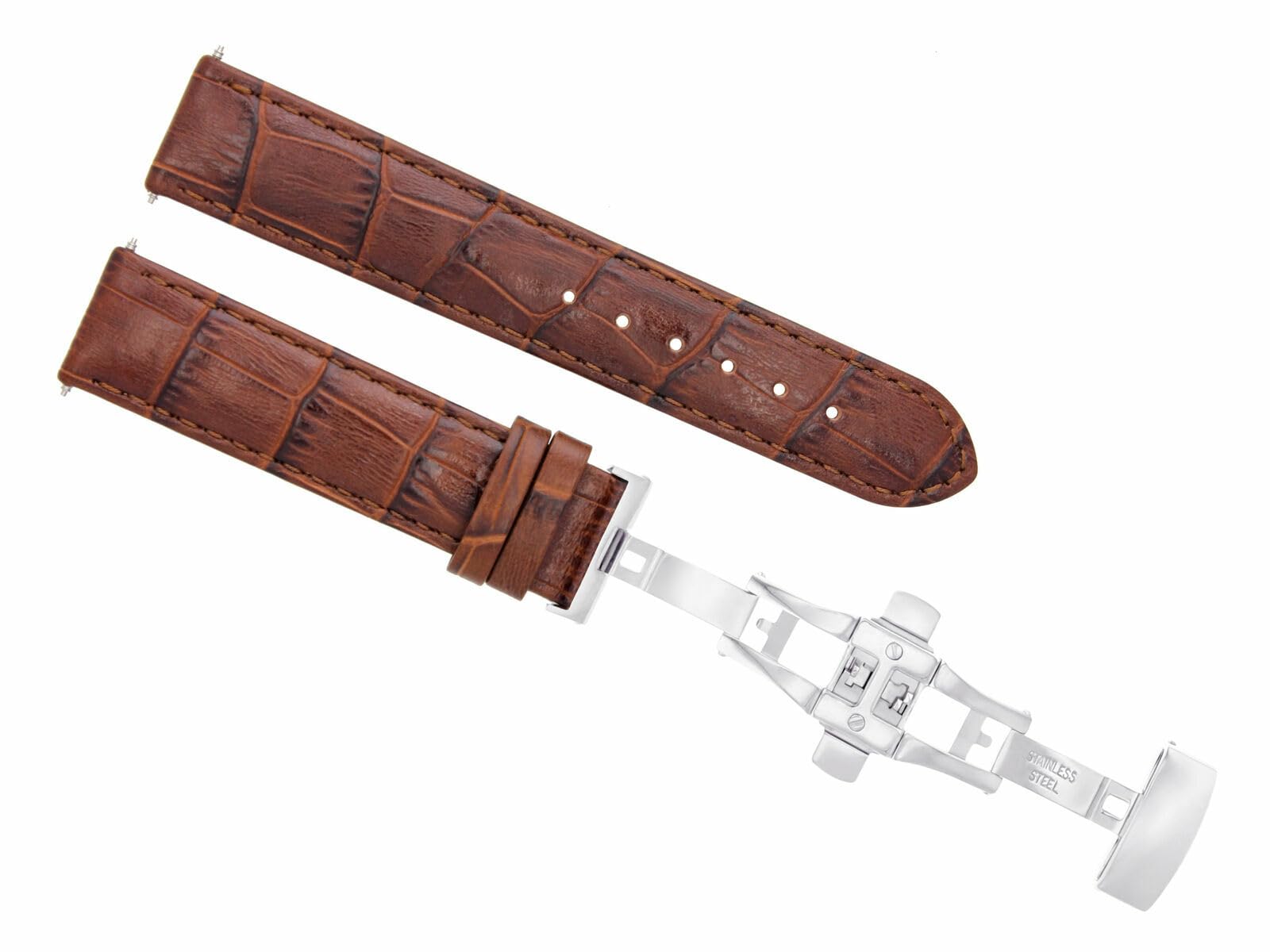 19mm Genuine Leather Watch Band Strap with Deployment Clasp - Compatible with Citizen Eco-Drive - Light Brown Replacement Strap for Men & Women - Dress & Casual Wear