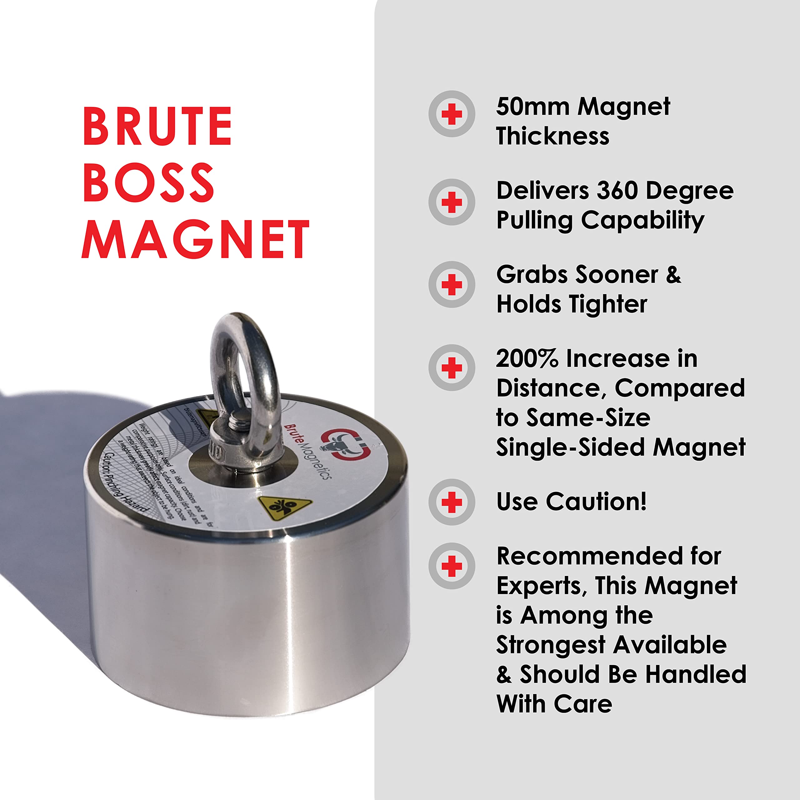 Brute Magnetics 3500lb Boss 360 Magnet Fishing Kit with 360° Magnet, Threadlocker & Accessories - Heavy Duty Underwater Treasure Hunting for Rivers, Lakes & Oceans - Perfect for Salvage, Recovery & Outdoor Adventures