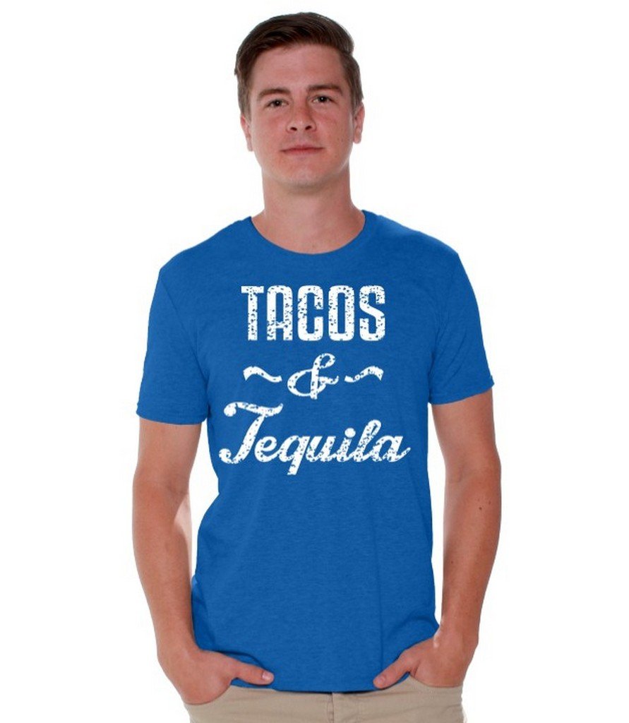 Vintage Mexican Tacos & Tequila Graphic T-Shirt - White Cotton Casual Tee for Cinco de Mayo Party & Mexican Themed Events